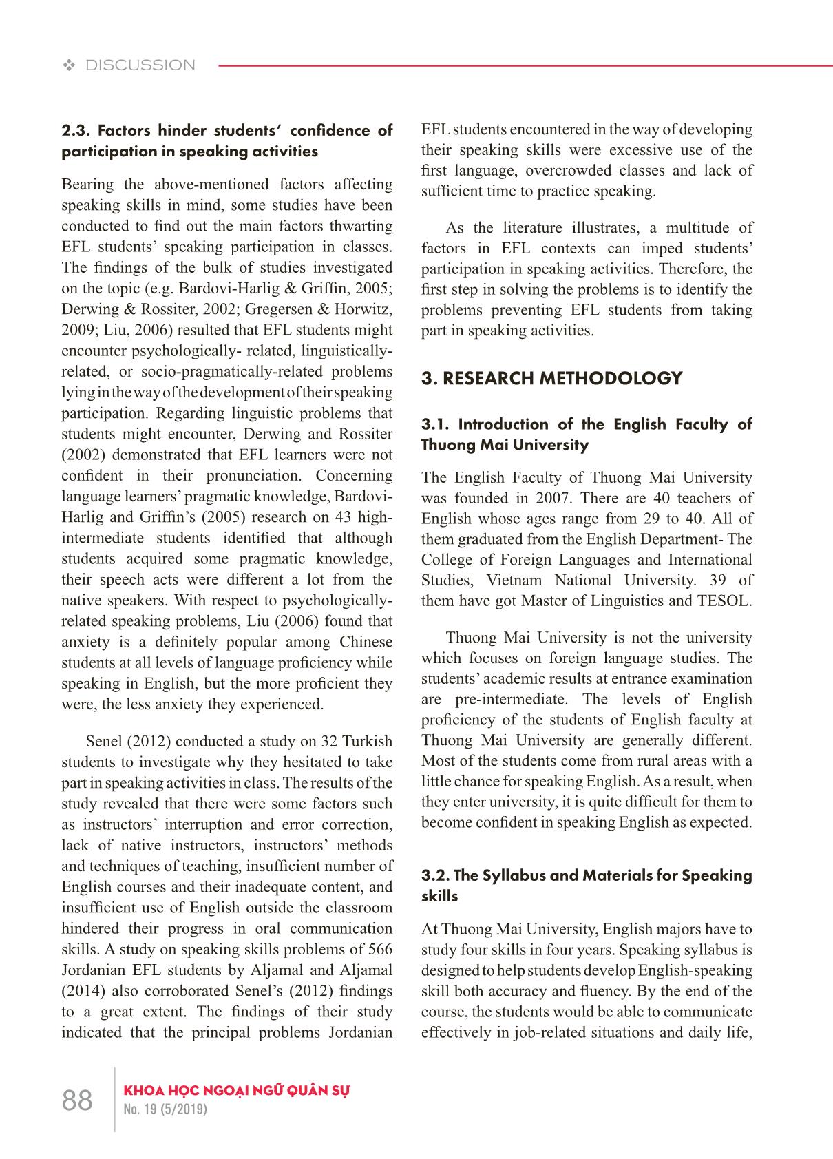 An investigation into the factors that hinder the participation of the second-year English-major students in English speaking lessons at Thuong Mai University trang 3