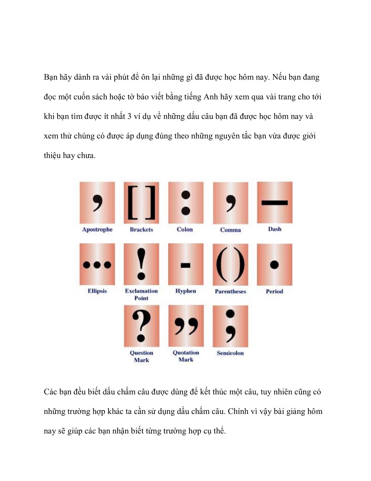 Cách dùng dấu câu trong Tiếng Anh trang 2