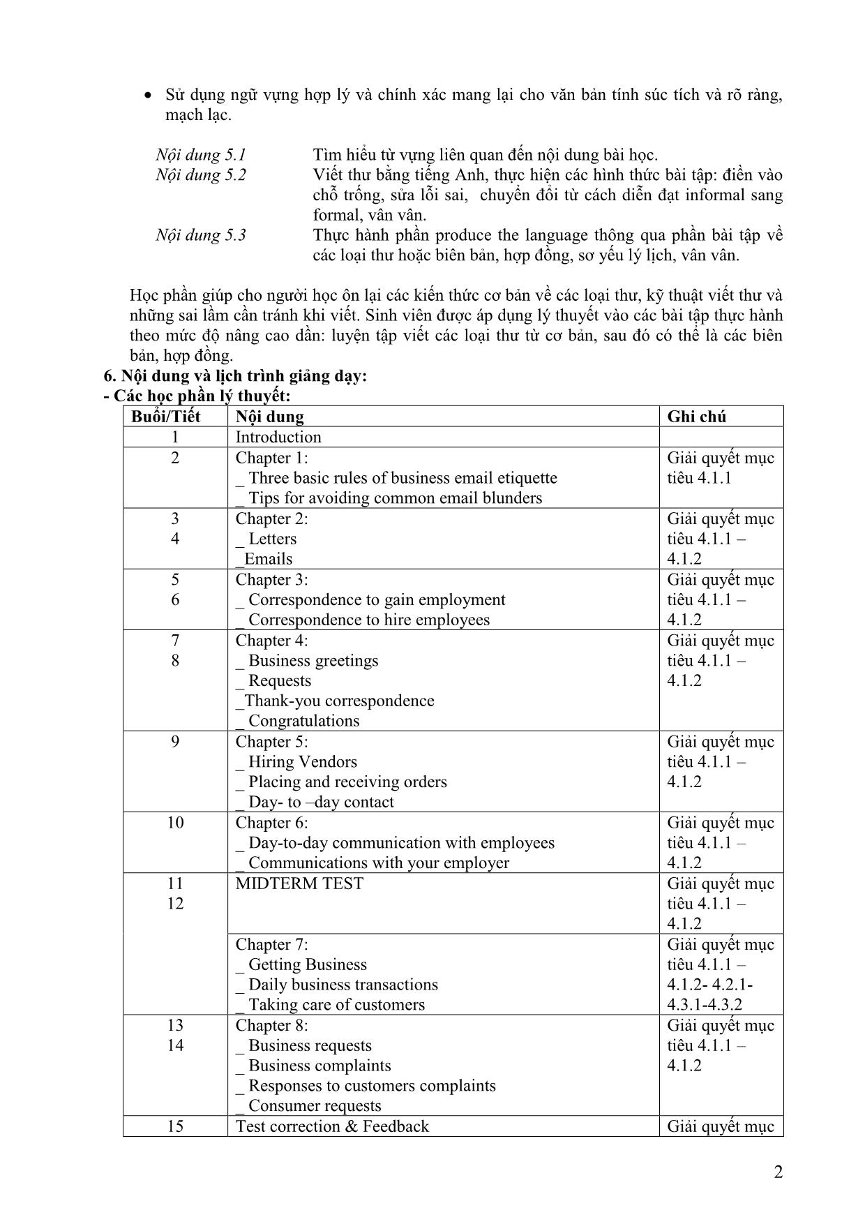 Đề cương chi tiết học phần Viết tiếng Anh 4 (Writing 4) trang 2
