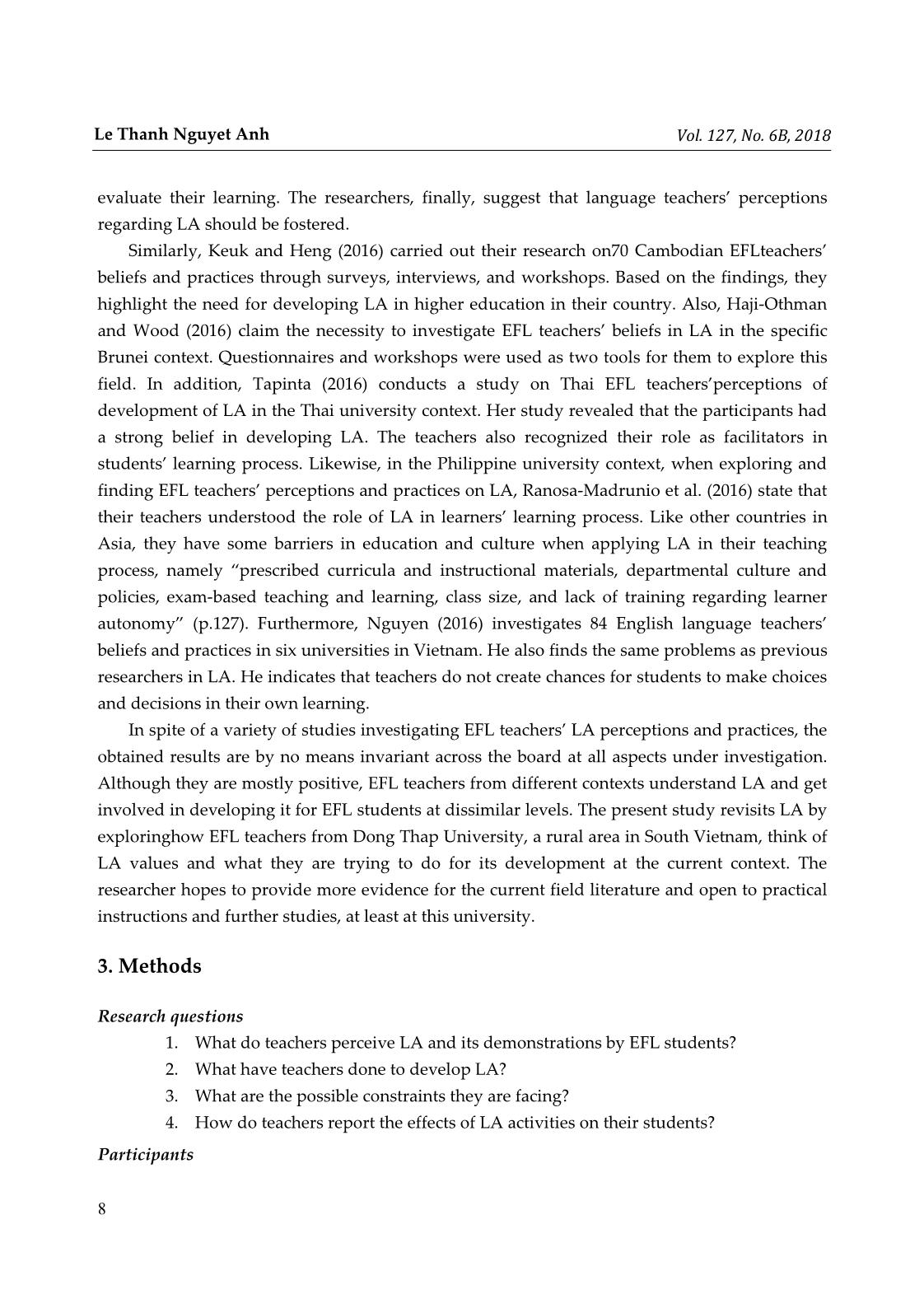 EFL teachers’ perceptions and practices regarding learner autonomy at Dong Thap University, Vietnam trang 4
