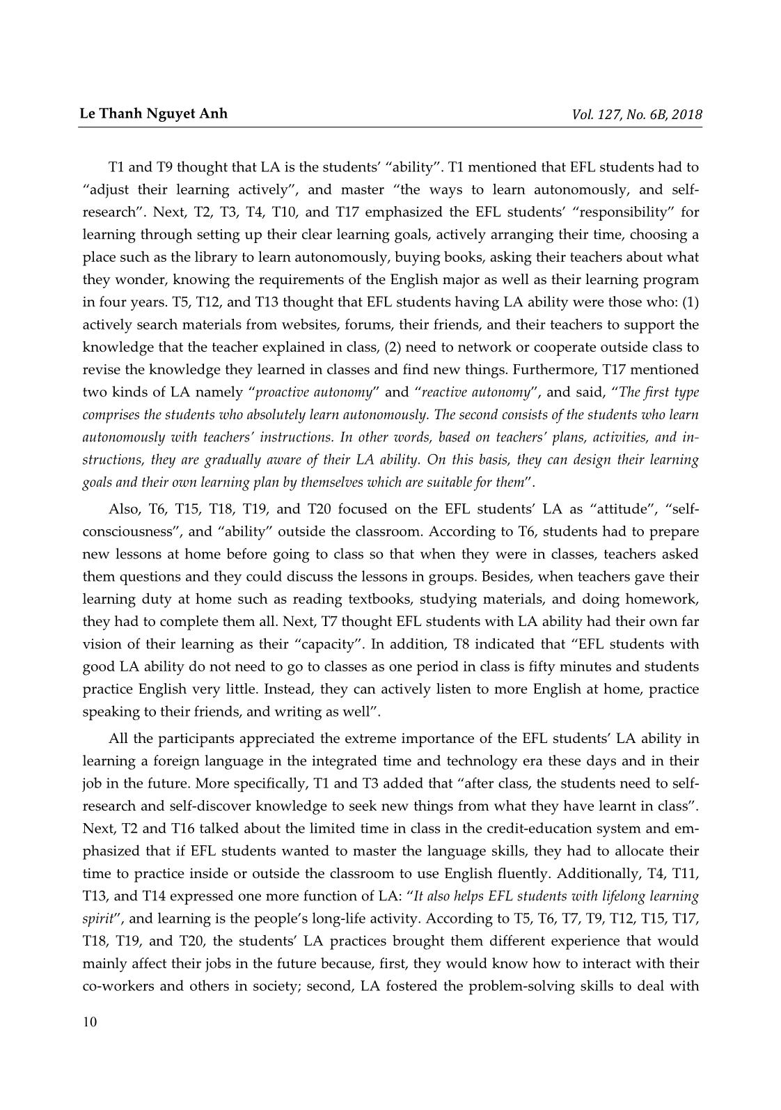 EFL teachers’ perceptions and practices regarding learner autonomy at Dong Thap University, Vietnam trang 6