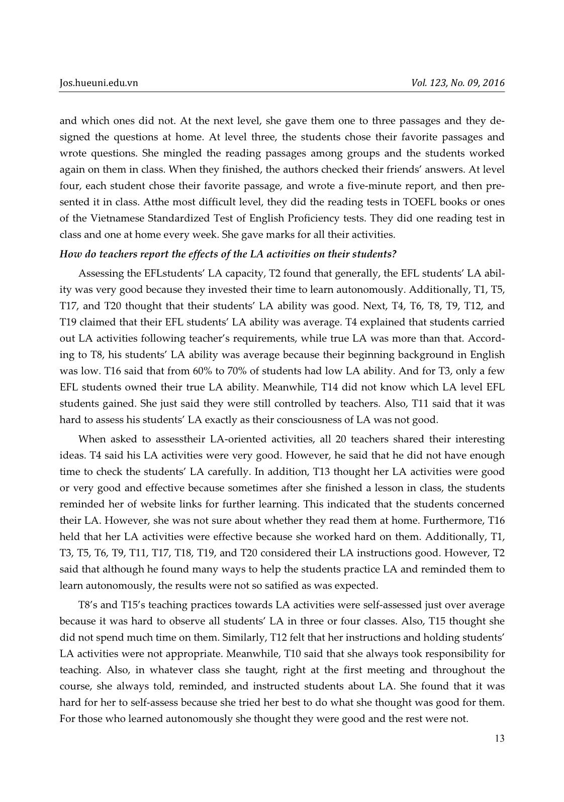 EFL teachers’ perceptions and practices regarding learner autonomy at Dong Thap University, Vietnam trang 9