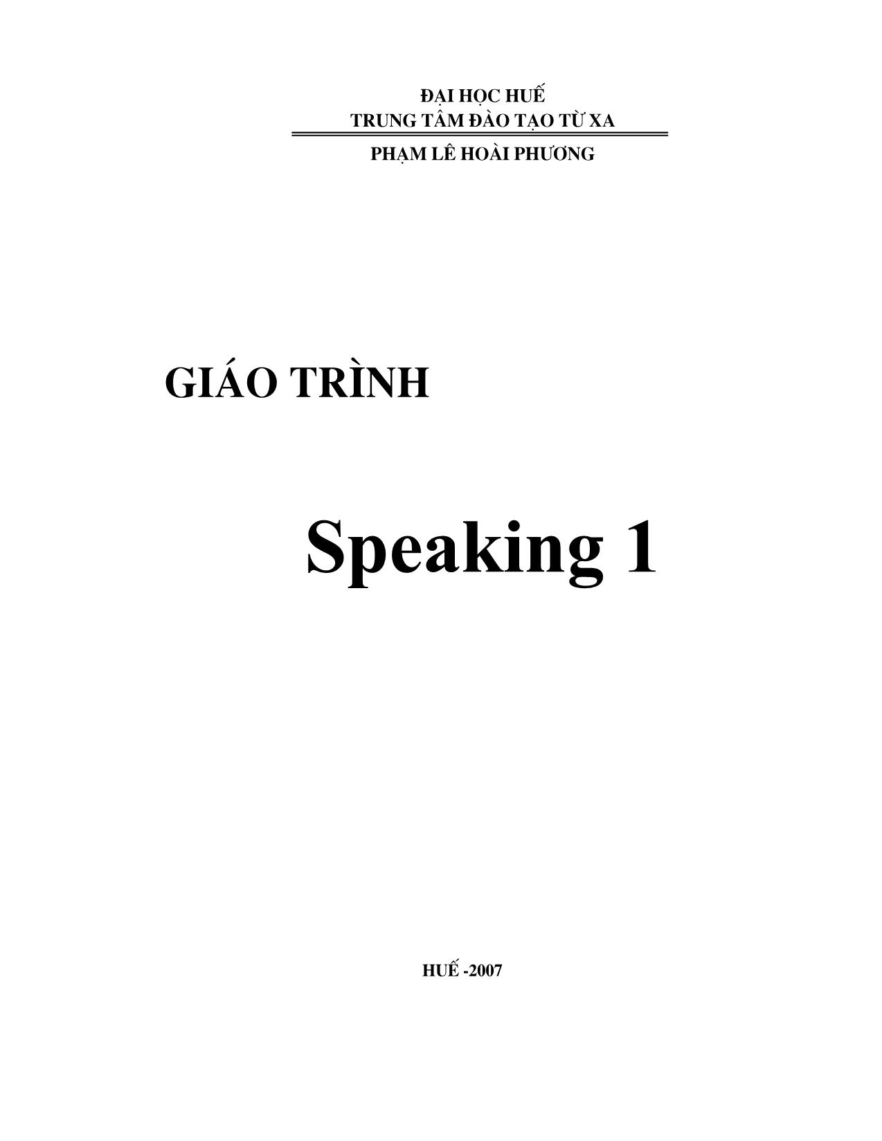 Giáo trình Speaking 1 trang 1