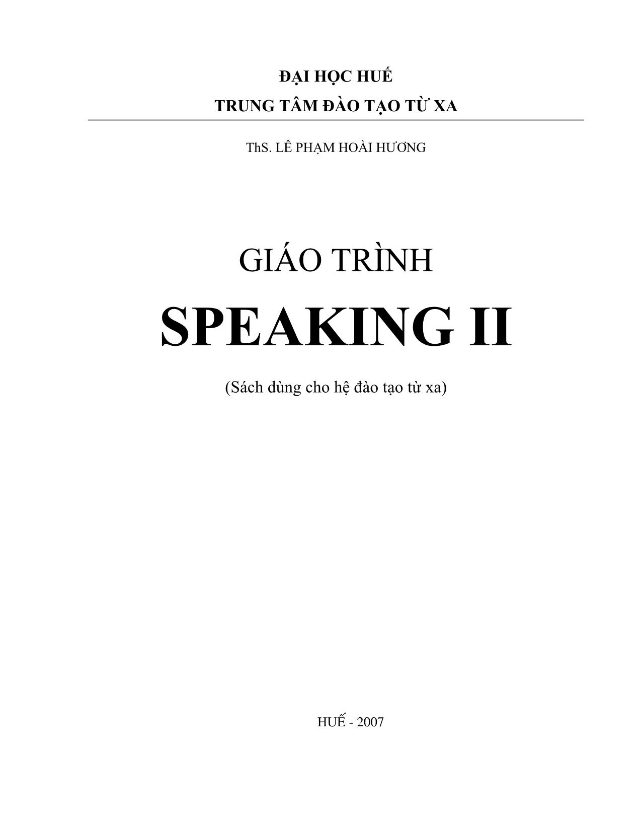 Giáo trình Speaking II (Phần 1) trang 1