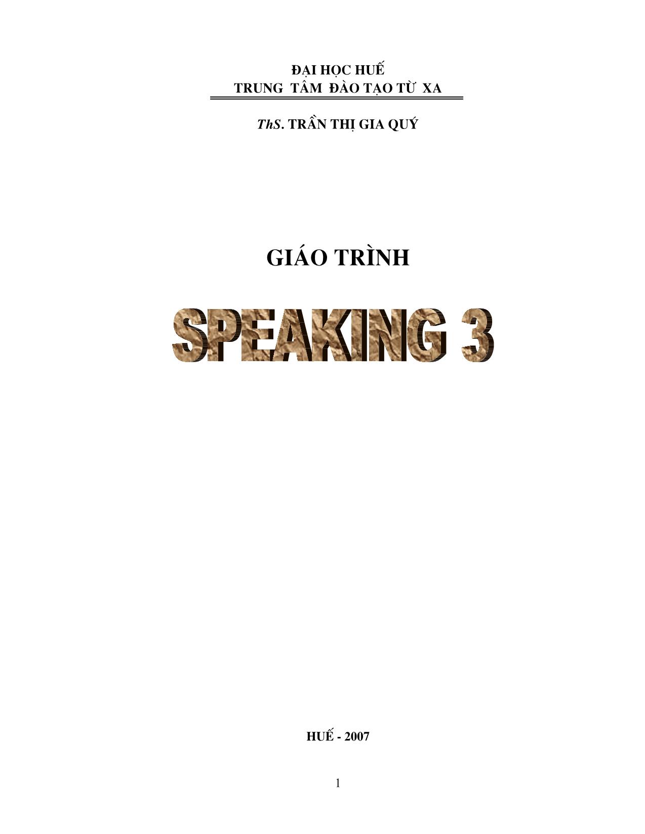 Giáo trình Speaking 3 (Phần 1) trang 1