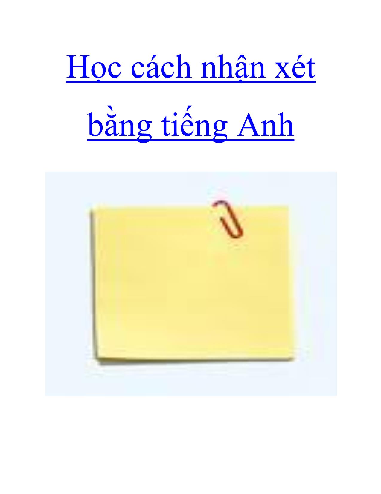 Học cách nhận xét bằng tiếng Anh trang 1