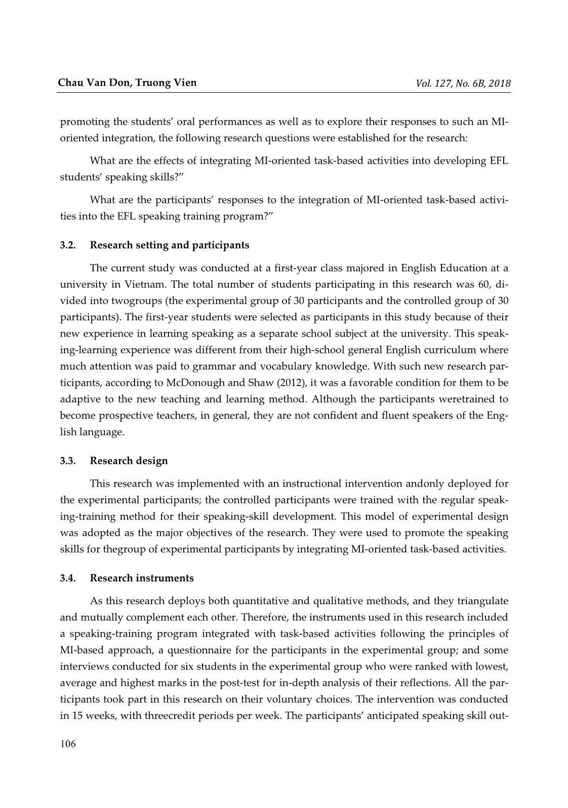 How EFL students’ oral performances are promoted with task-based activities: An integration of multiple intelligences theory trang 6