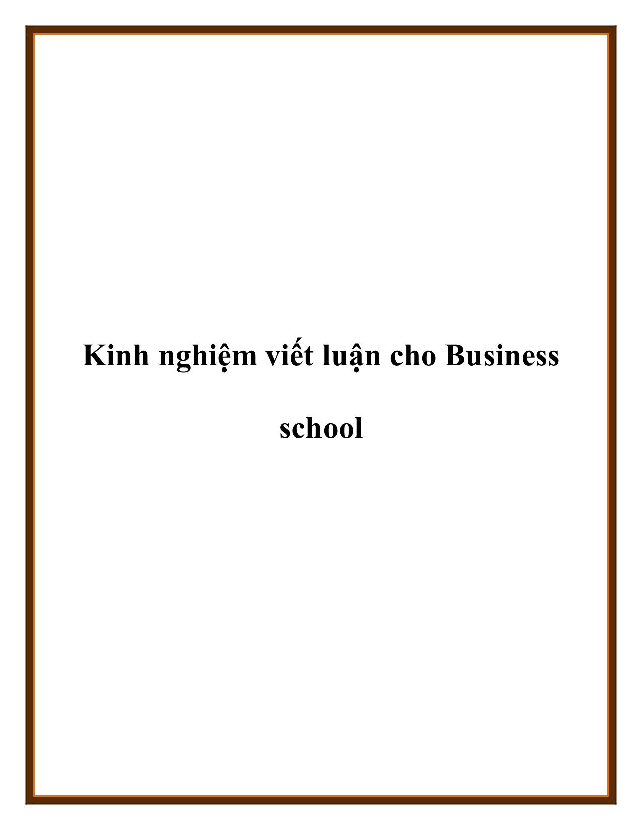 Kinh nghiệm viết luận cho Business school trang 1