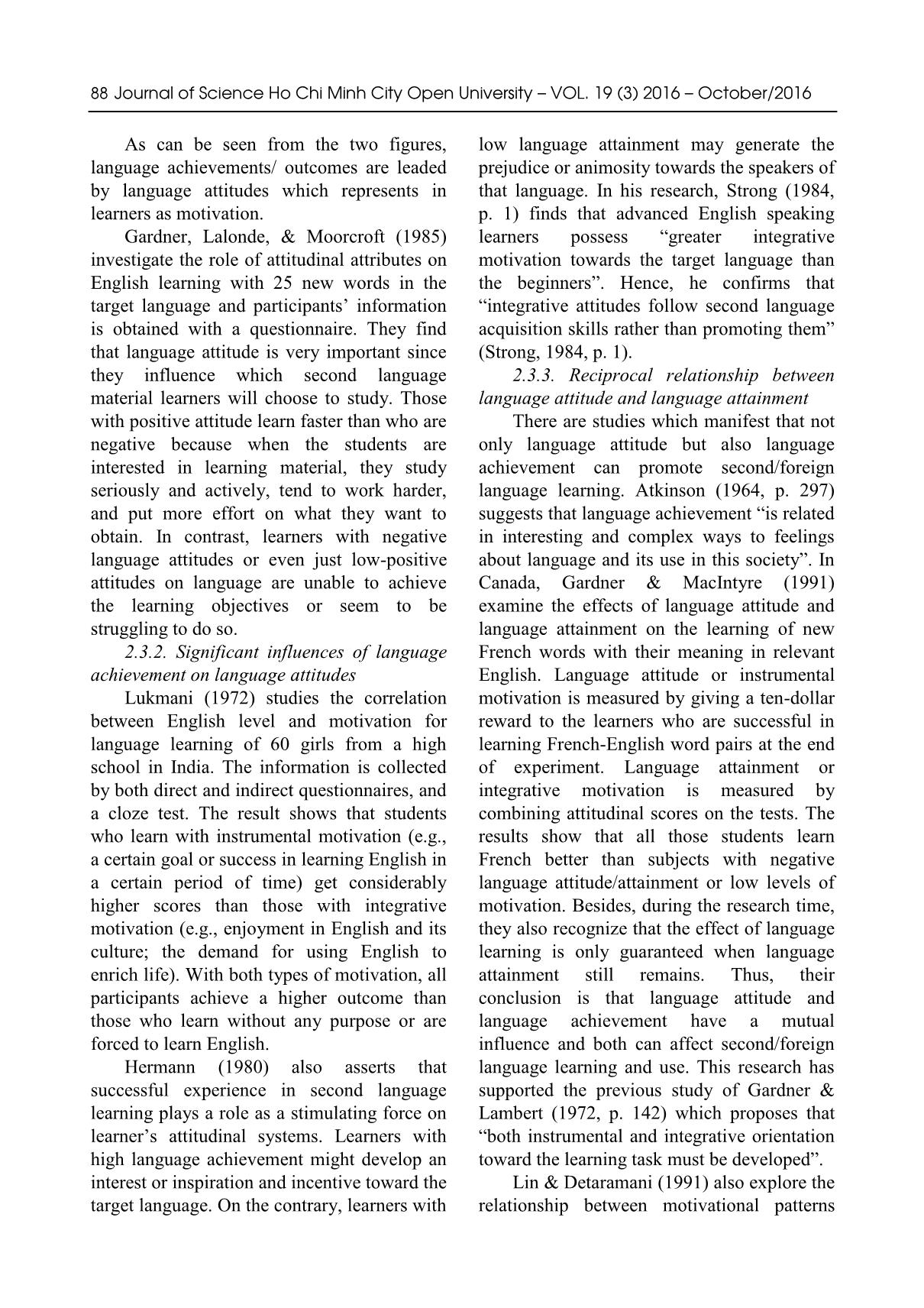 Language attitudes of Vietnamese undergraduates towards English: An investigation at school of advanced studies of Ho Chi Minh city open university trang 5