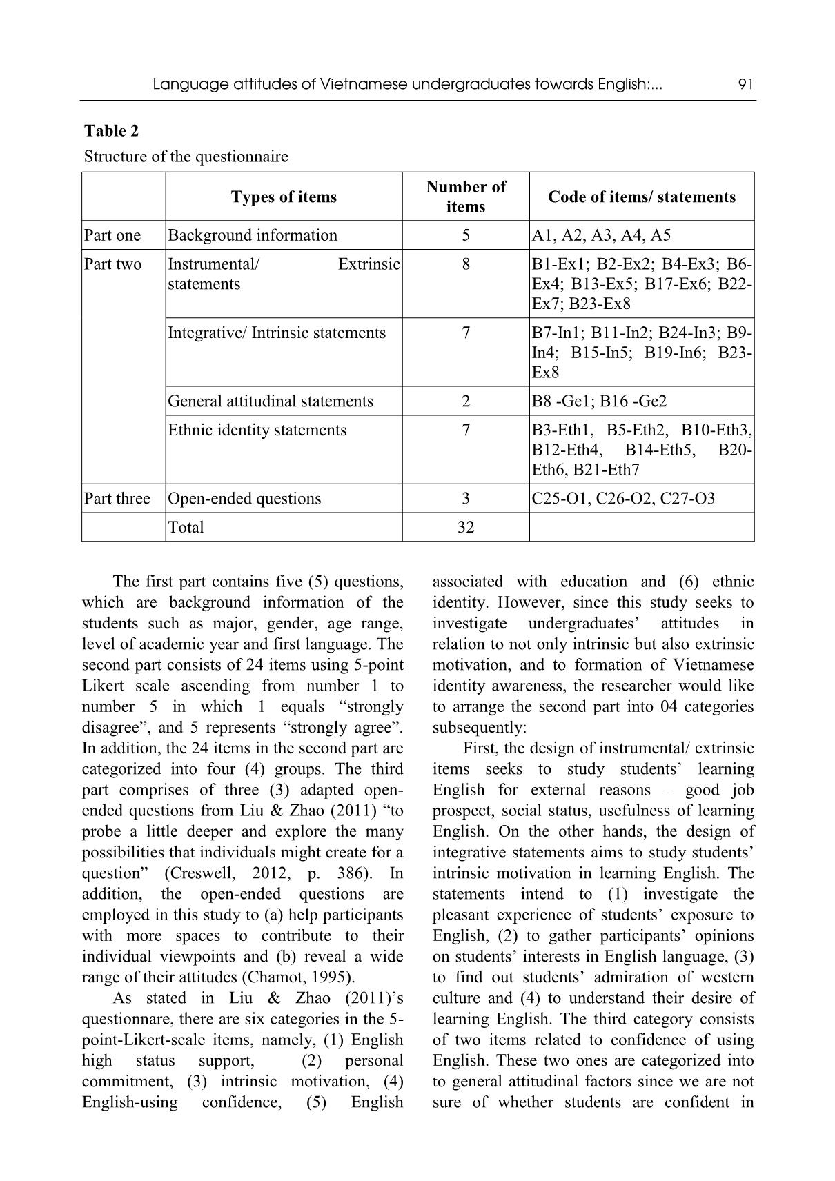 Language attitudes of Vietnamese undergraduates towards English: An investigation at school of advanced studies of Ho Chi Minh city open university trang 8