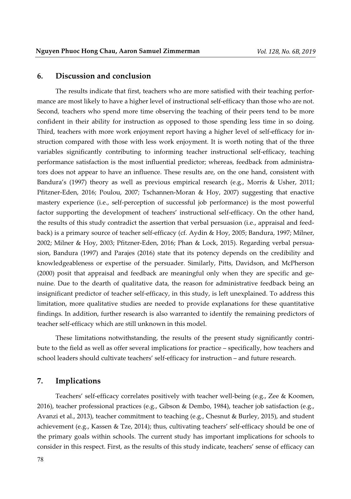 Modeling teacher self-efficacy as a function of peer observation, administrative feedback, job satisfaction, and work enjoyment trang 8