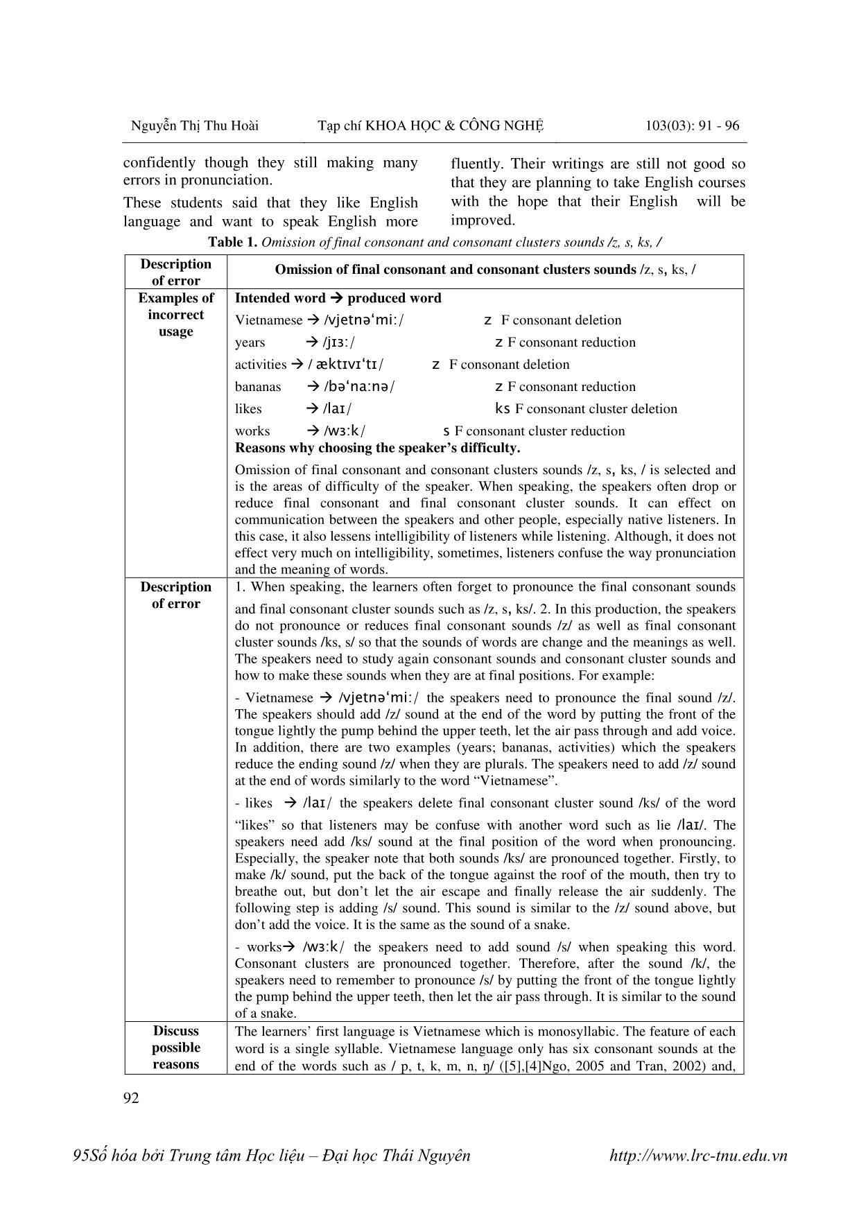 Pronunciation problems - A case study of ethnic students analysing errors of pronunciation in speaking English trang 2