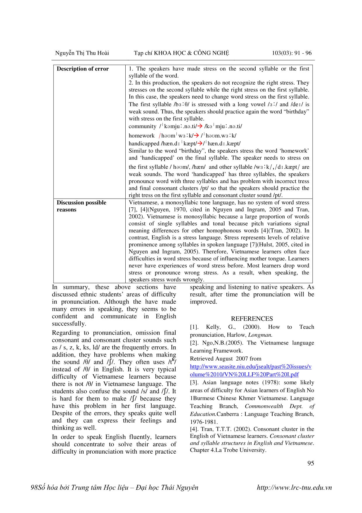 Pronunciation problems - A case study of ethnic students analysing errors of pronunciation in speaking English trang 5