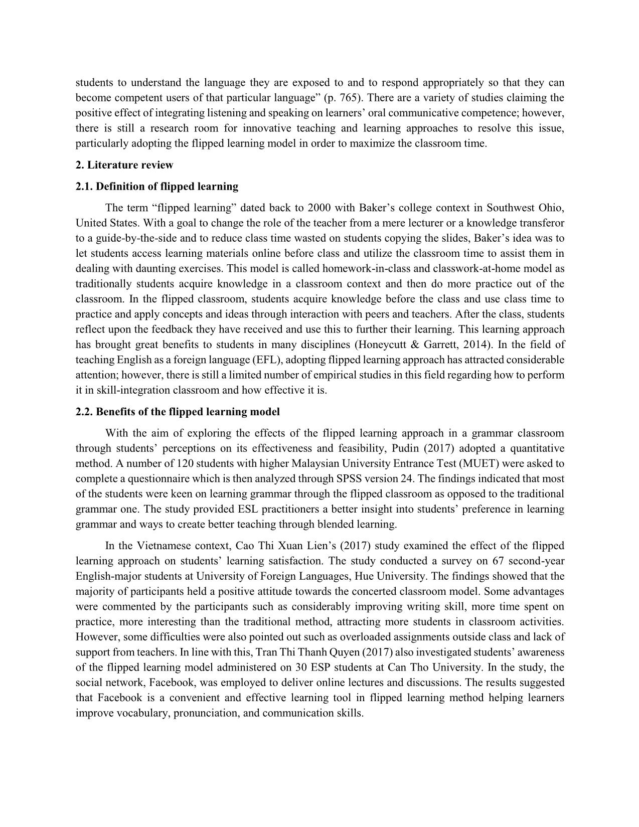 Redefining a flipped learning classroom: Using outside-classroom listening portfolio to boost inside-classroom speaking tasks trang 2