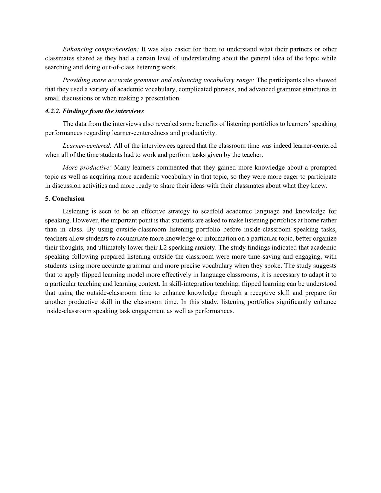 Redefining a flipped learning classroom: Using outside-classroom listening portfolio to boost inside-classroom speaking tasks trang 9