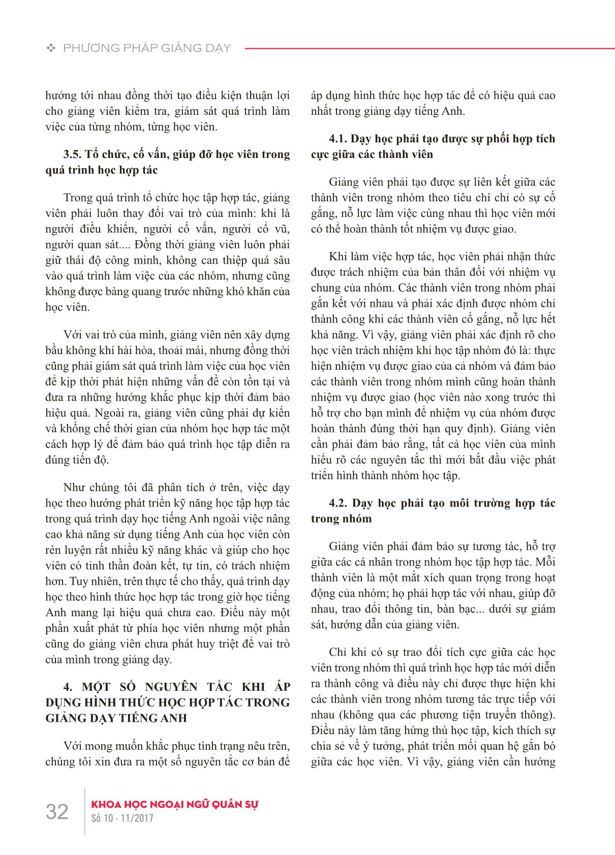 Hình thức học hợp tác và một số lưu ý khi áp dụng hình thức này trong giảng dạy tiếng Anh tại Học viện Khoa học Quân sự trang 5