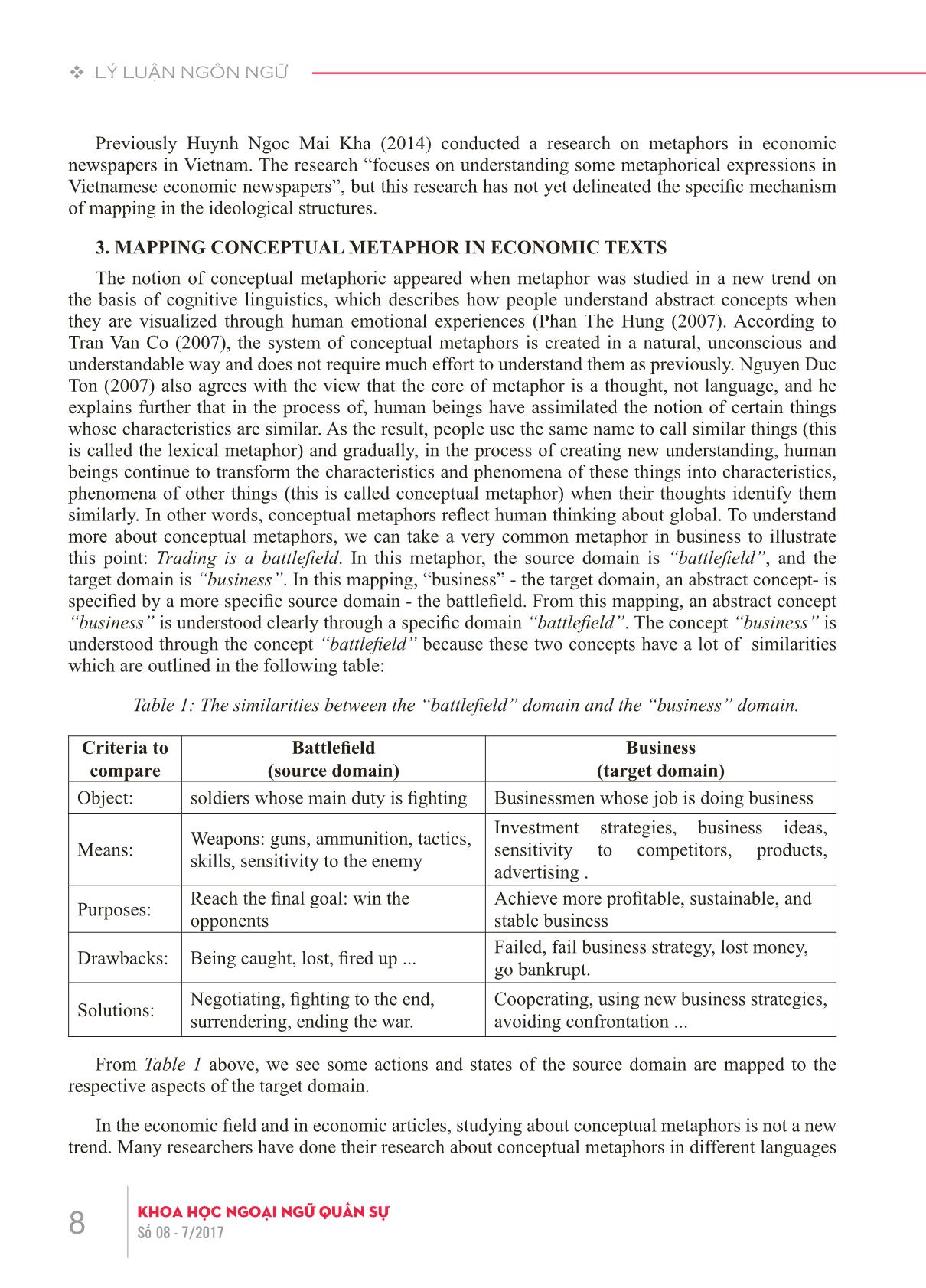Ánh xạ ẩn dụ ý niệm trong các bài báo kinh tế từ cứ liệu tiếng Anh trang 3