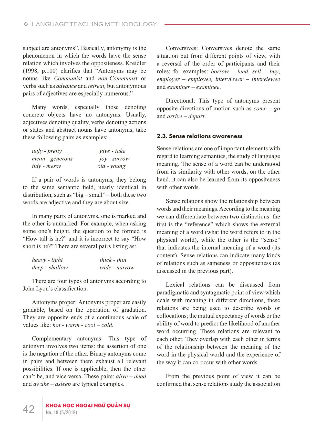 Application of sense relations to teaching English vocabulary trang 5