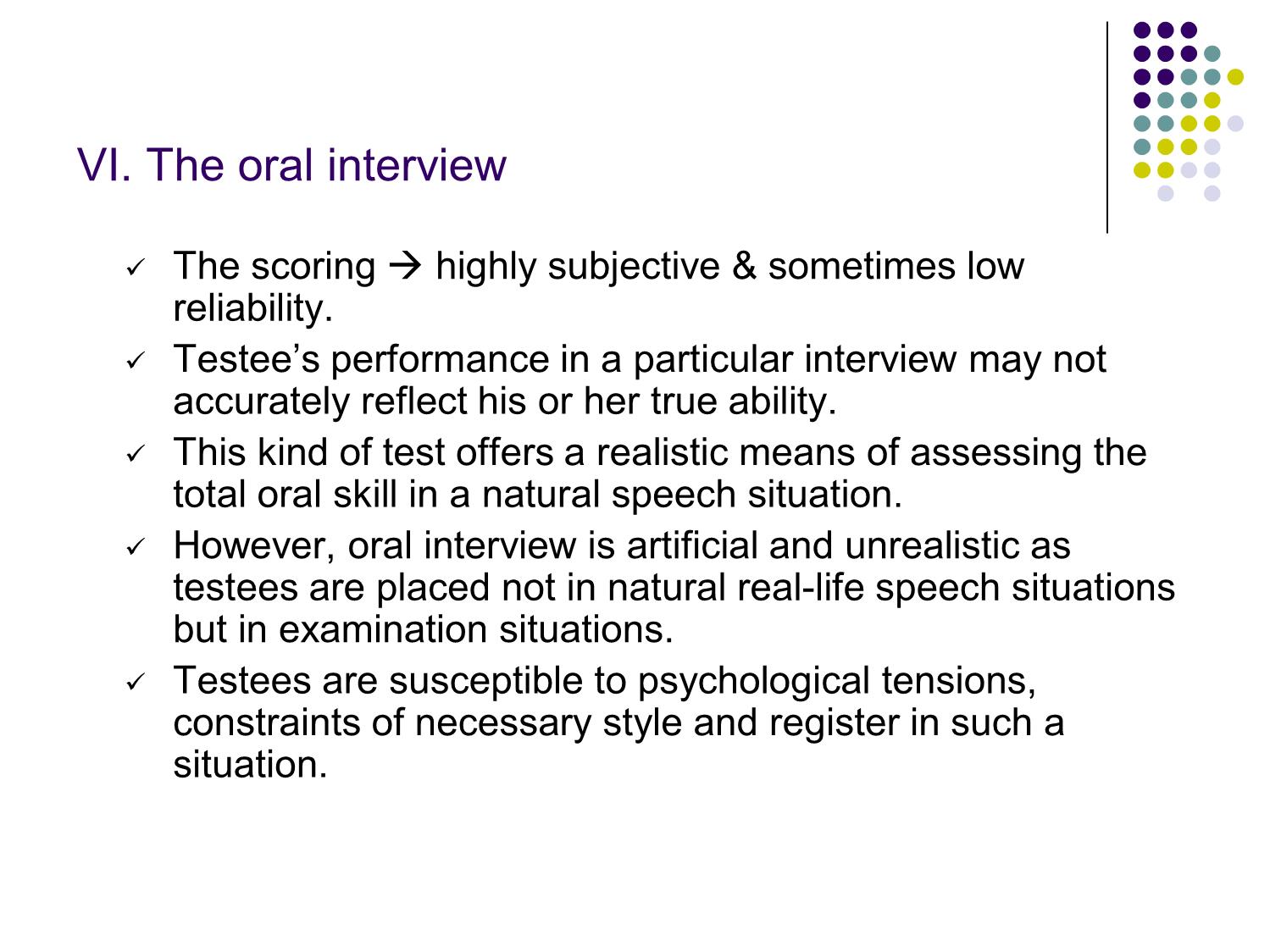 Bài giảng Phương pháp kiểm tra và đánh giá học tập - Chapter 7: Oral production tests trang 9