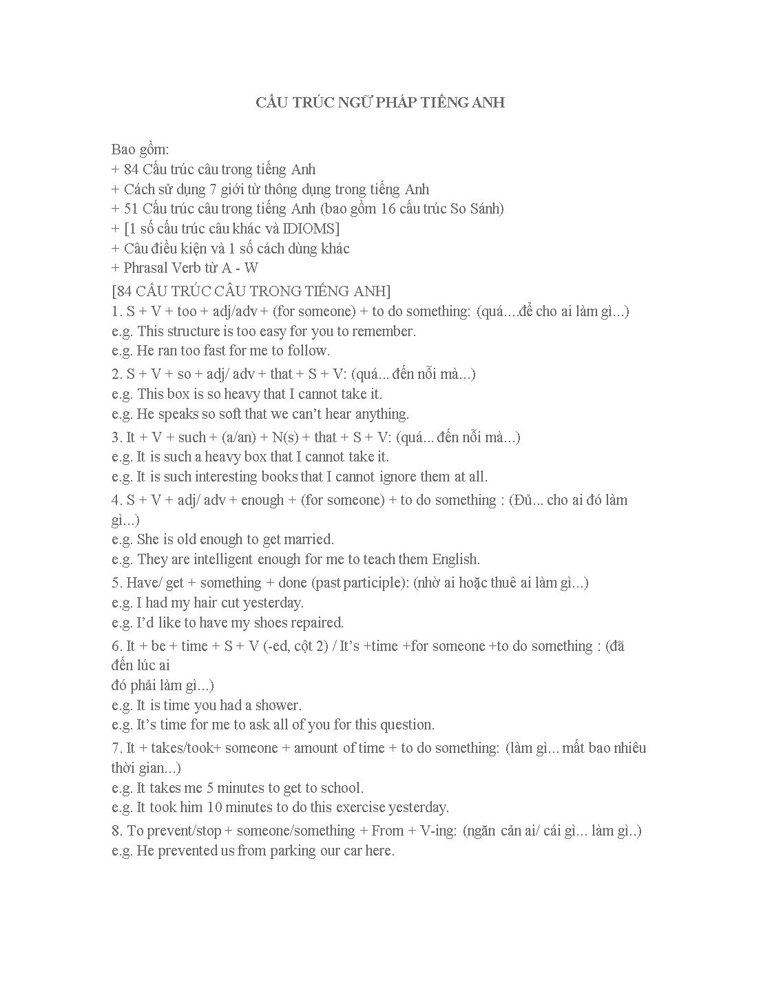 Cấu trúc ngữ pháp tiếng Anh trang 1