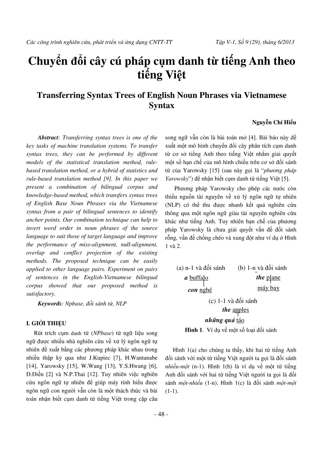 Chuyển đổi cây cú pháp cụm danh từ tiếng Anh theo tiếng Việt trang 1