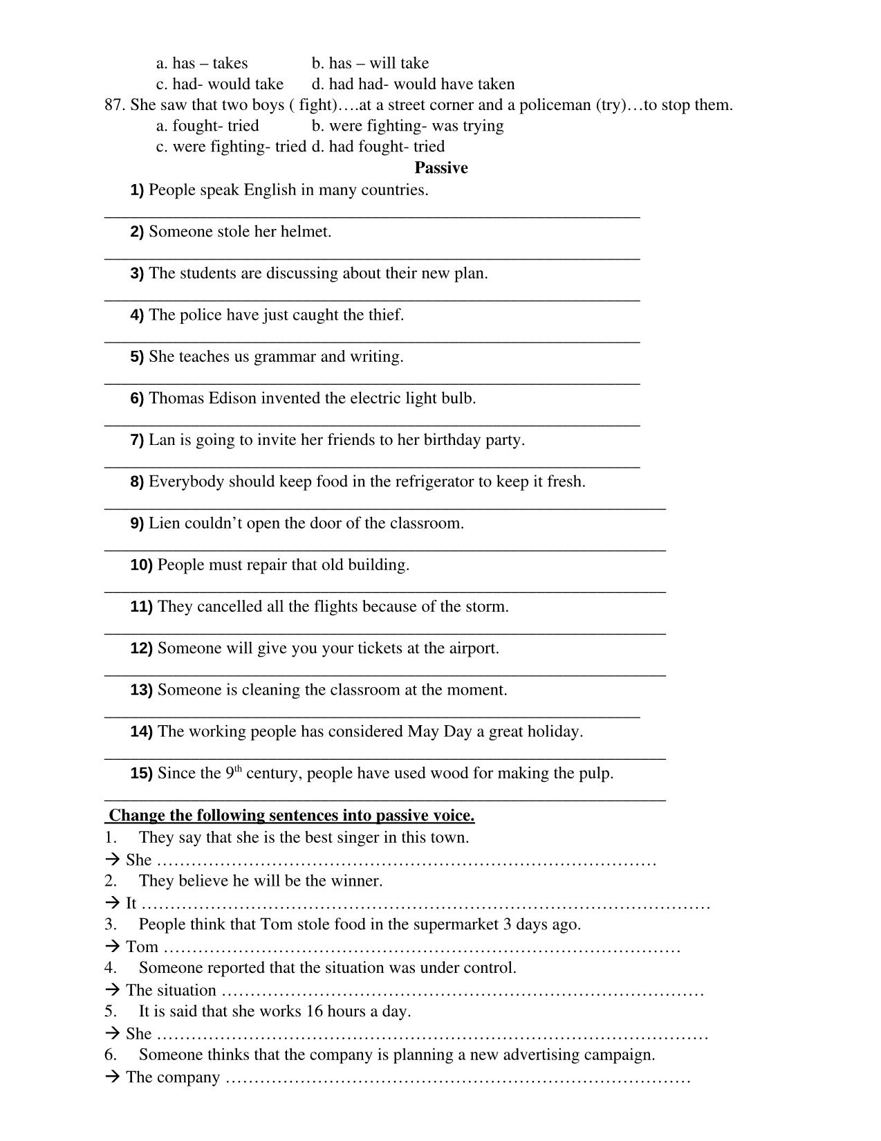 Supply the correct verb form or tenses trang 6