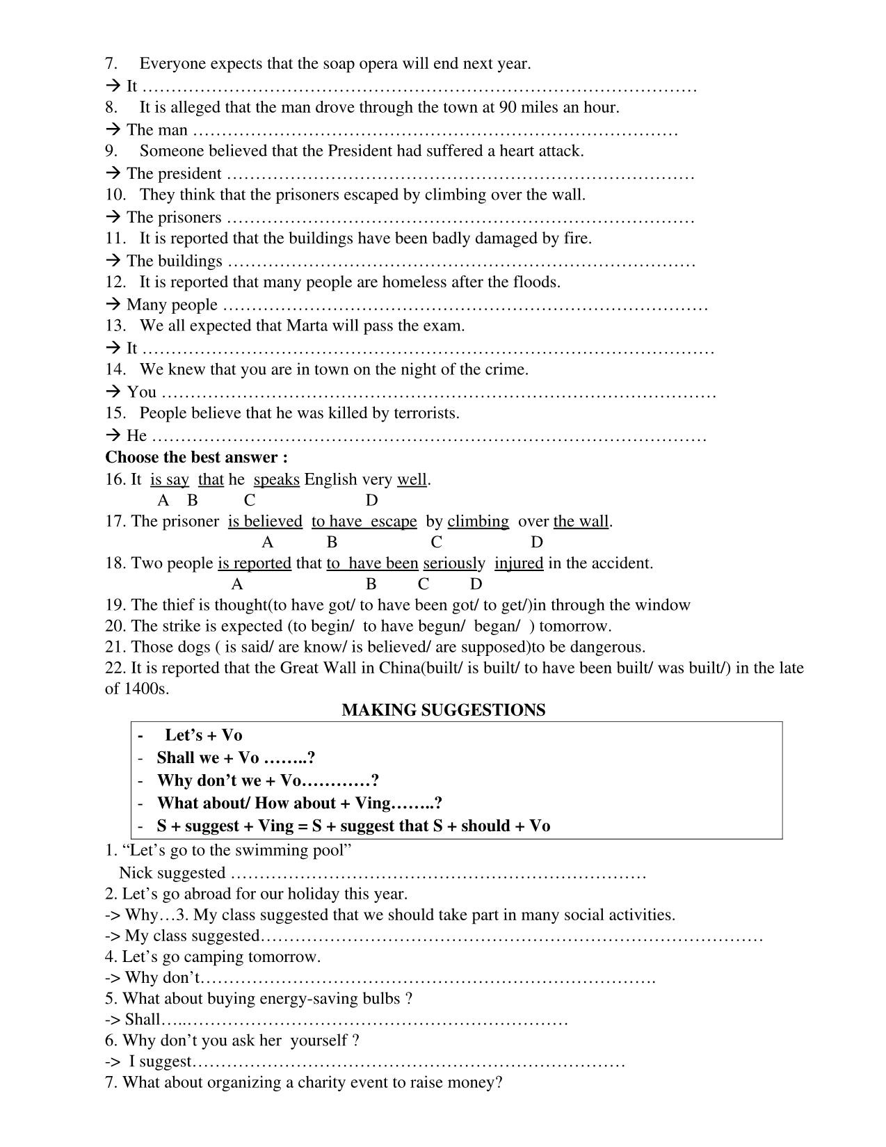 Supply the correct verb form or tenses trang 7