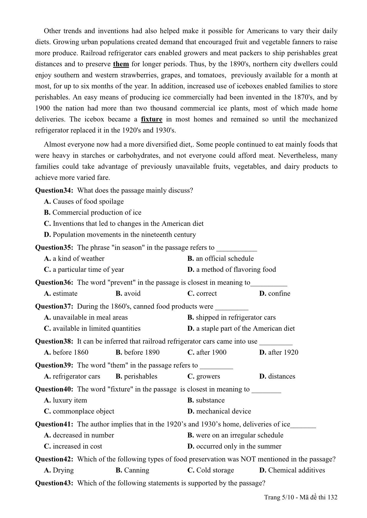 Đề thi thử THPT Quốc gia môn Tiếng Anh - Mã đề 132 - Năm học 2014-2015 - Trường THPT Lương Ngọc Quyến (Có đáp án) trang 5
