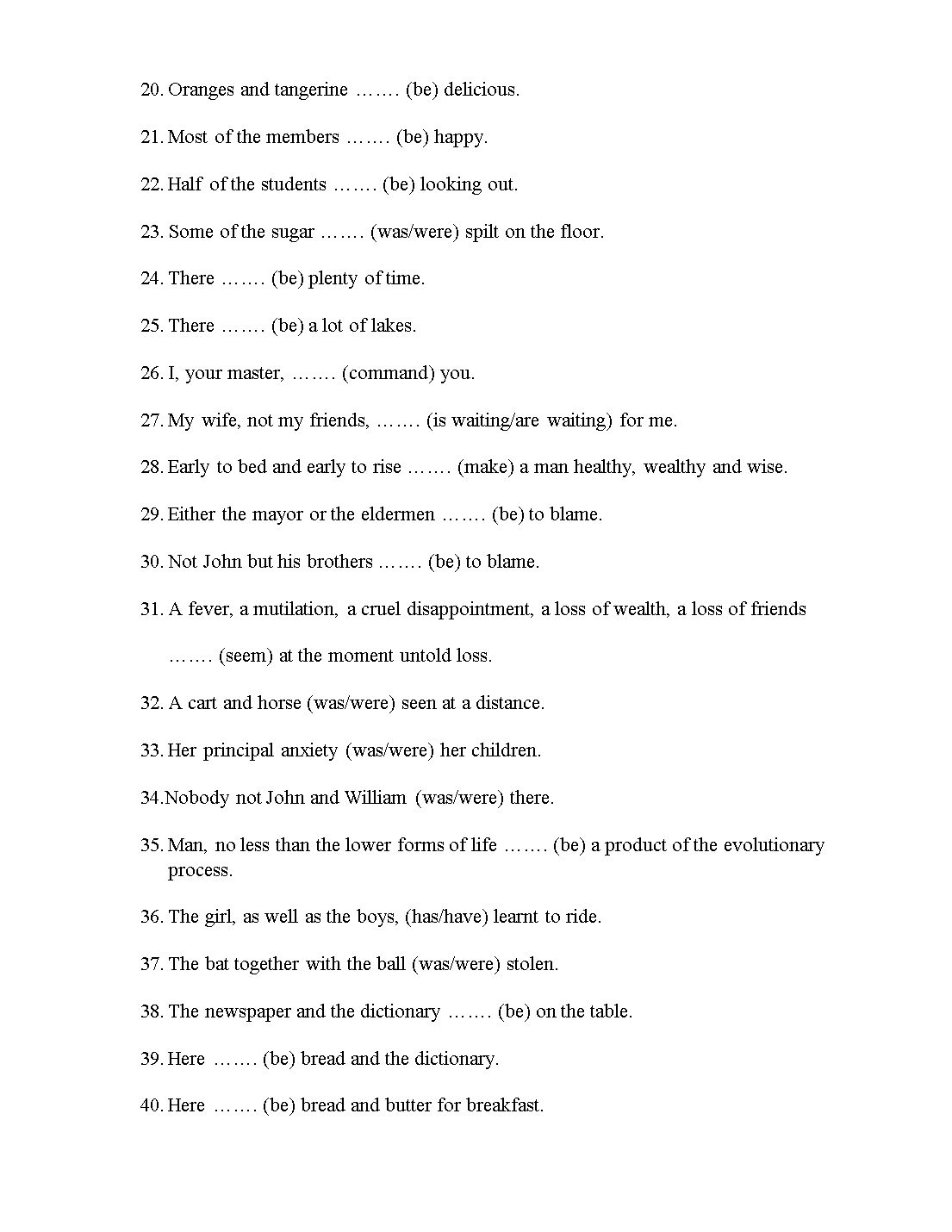 Exercises on subject and verbs agreement trang 2