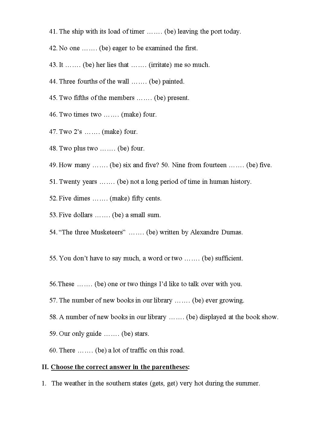 Exercises on subject and verbs agreement trang 3