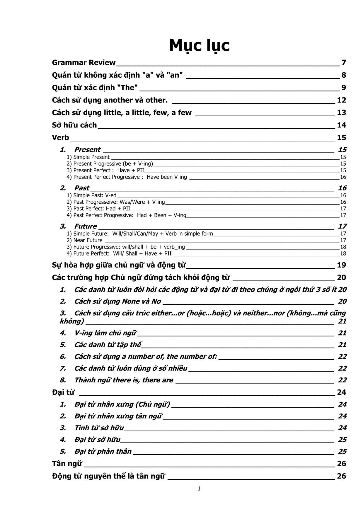 Tài liệu Ôn tập tổng hợp ngữ pháp Tiếng Anh toàn tập từ Lớp đến Lớp 12 trang 1