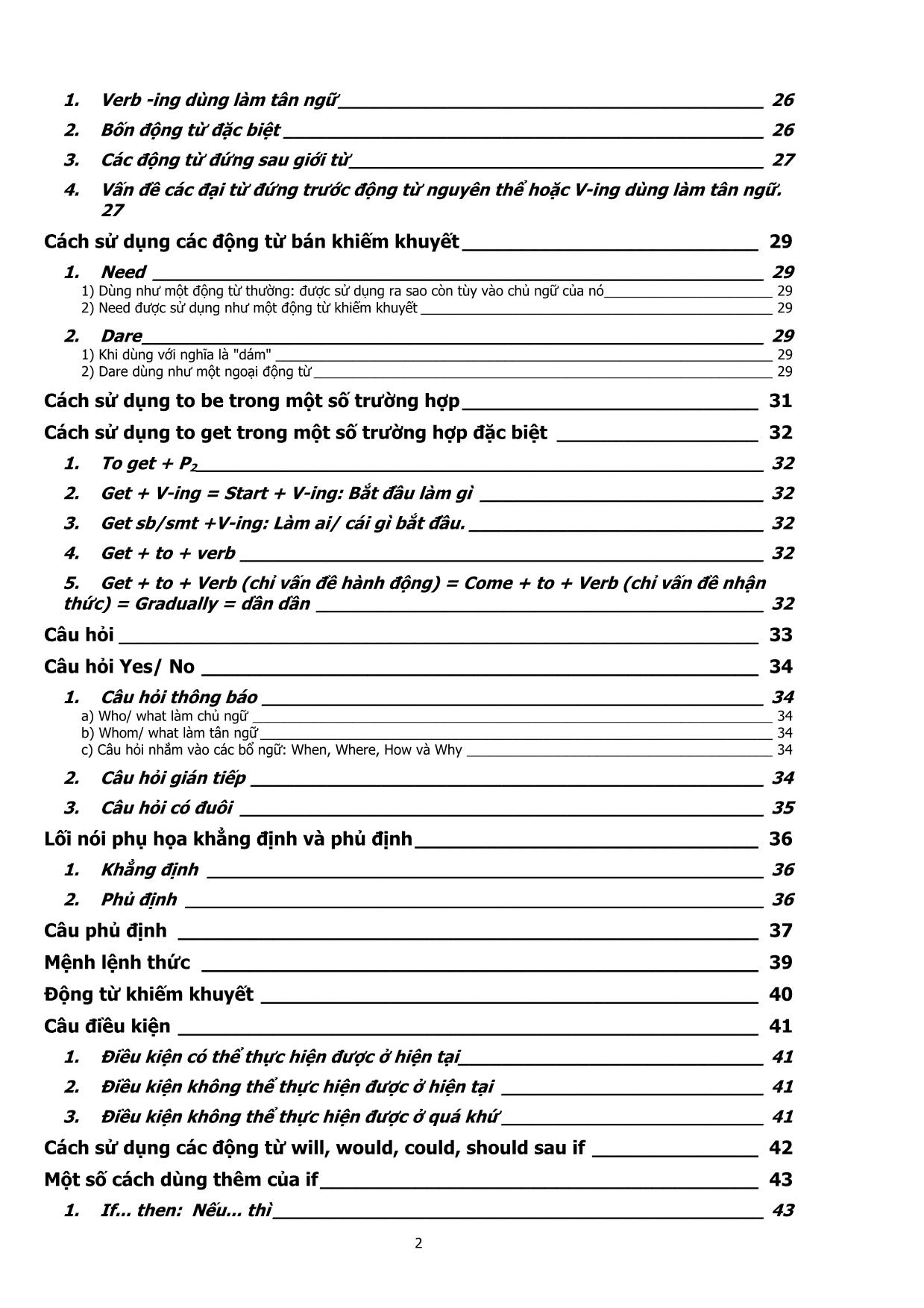 Tài liệu Ôn tập tổng hợp ngữ pháp Tiếng Anh toàn tập từ Lớp đến Lớp 12 trang 2