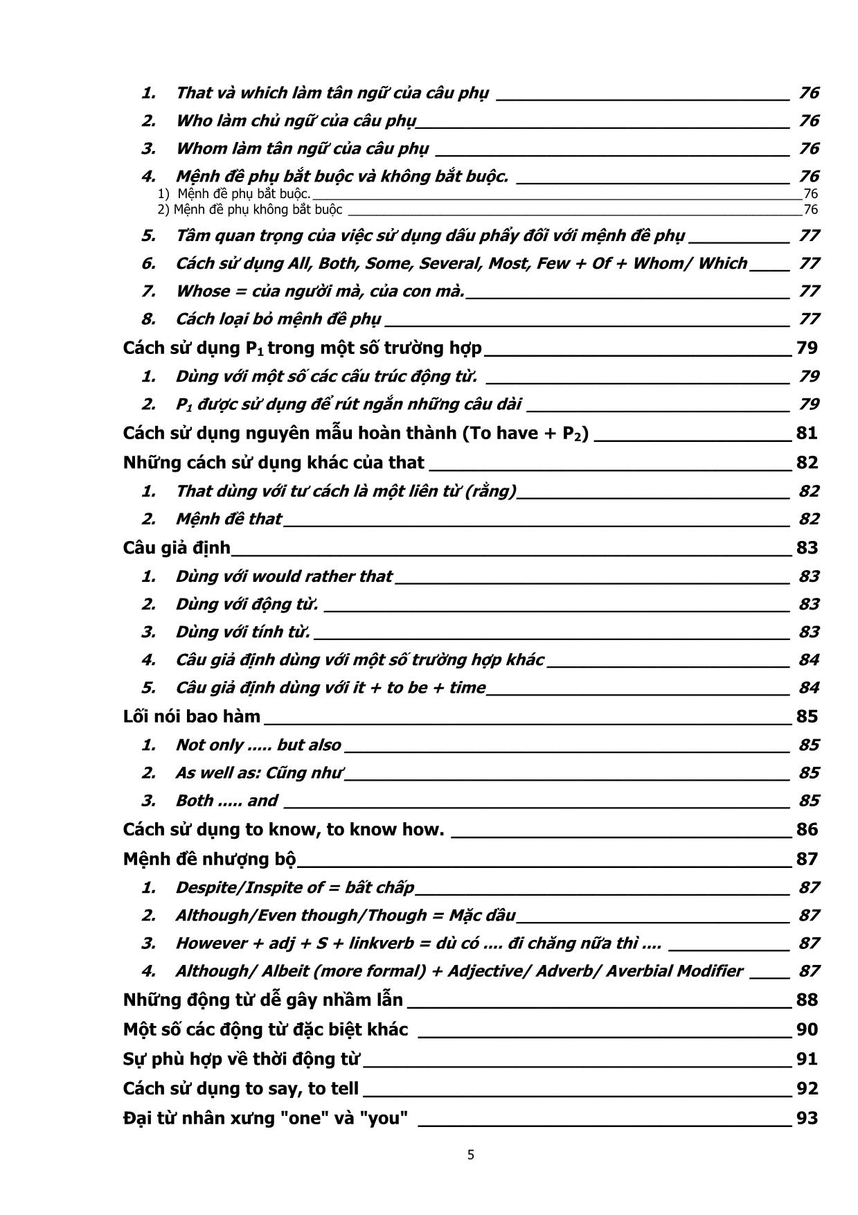 Tài liệu Ôn tập tổng hợp ngữ pháp Tiếng Anh toàn tập từ Lớp đến Lớp 12 trang 5