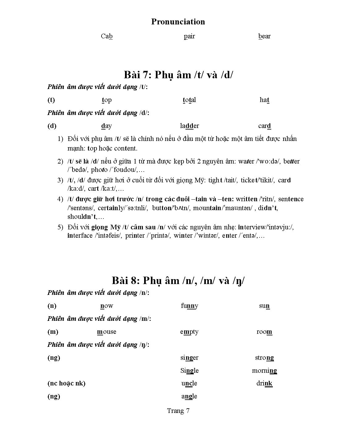 Tài liệu Pronunciation - Kim Thanh trang 8