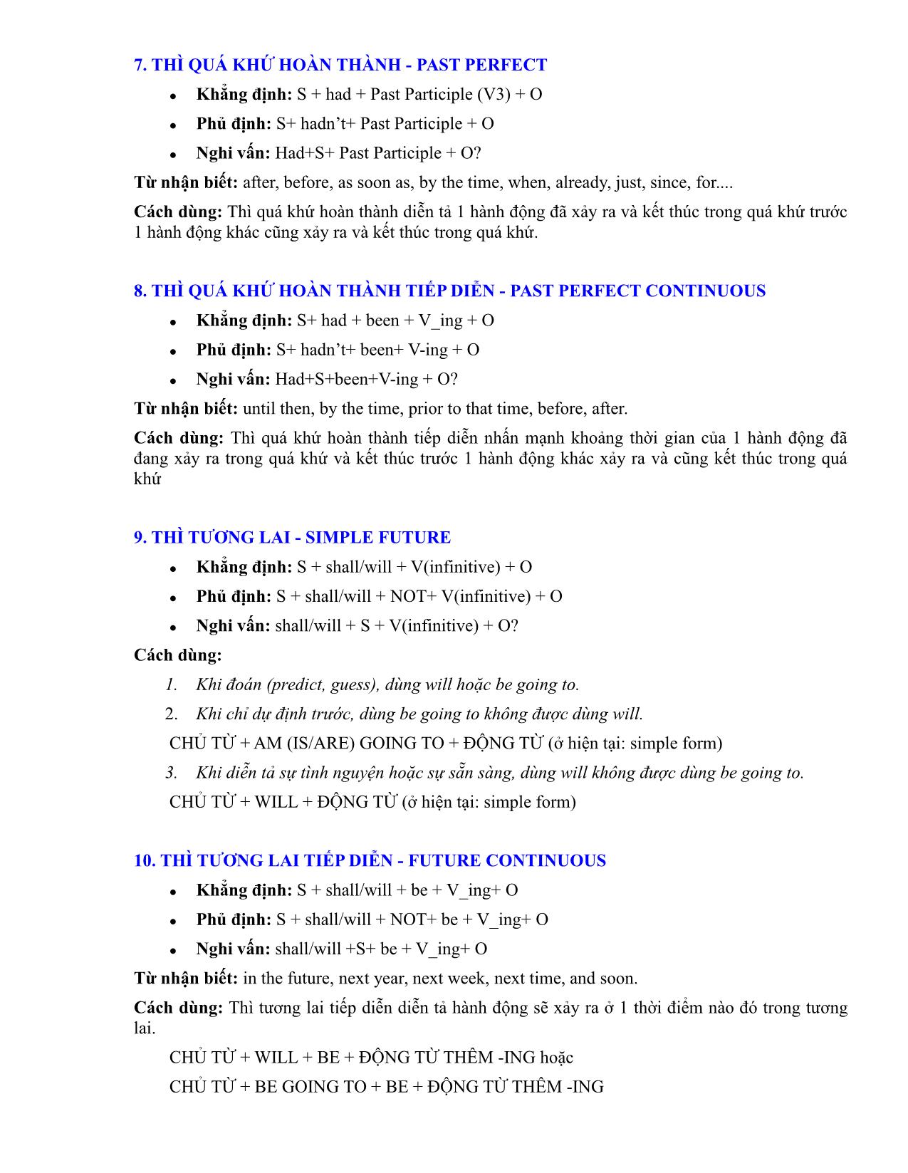 Tổng hợp các thì trong tiếng Anh - Công thức, cách sử dụng, dấu hiệu nhận biết trang 4