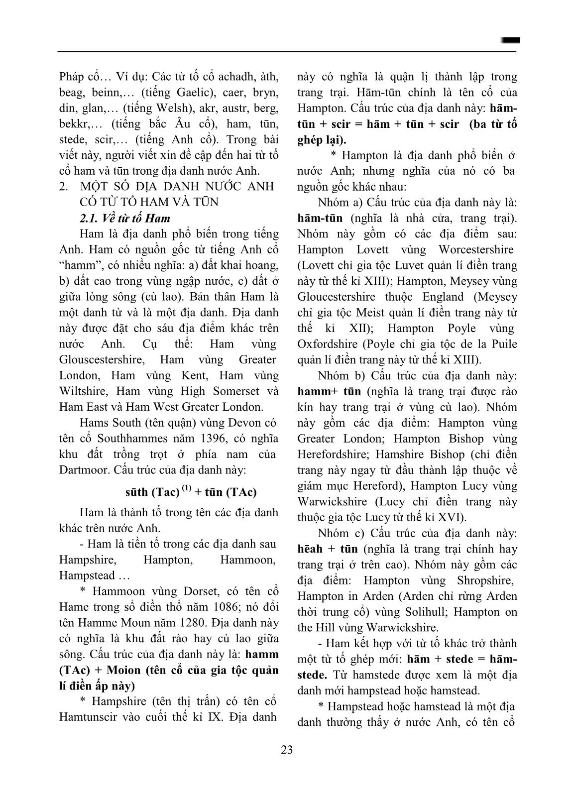 Từ tố cổ hām và tūn trong địa danh tiếng Anh trang 2