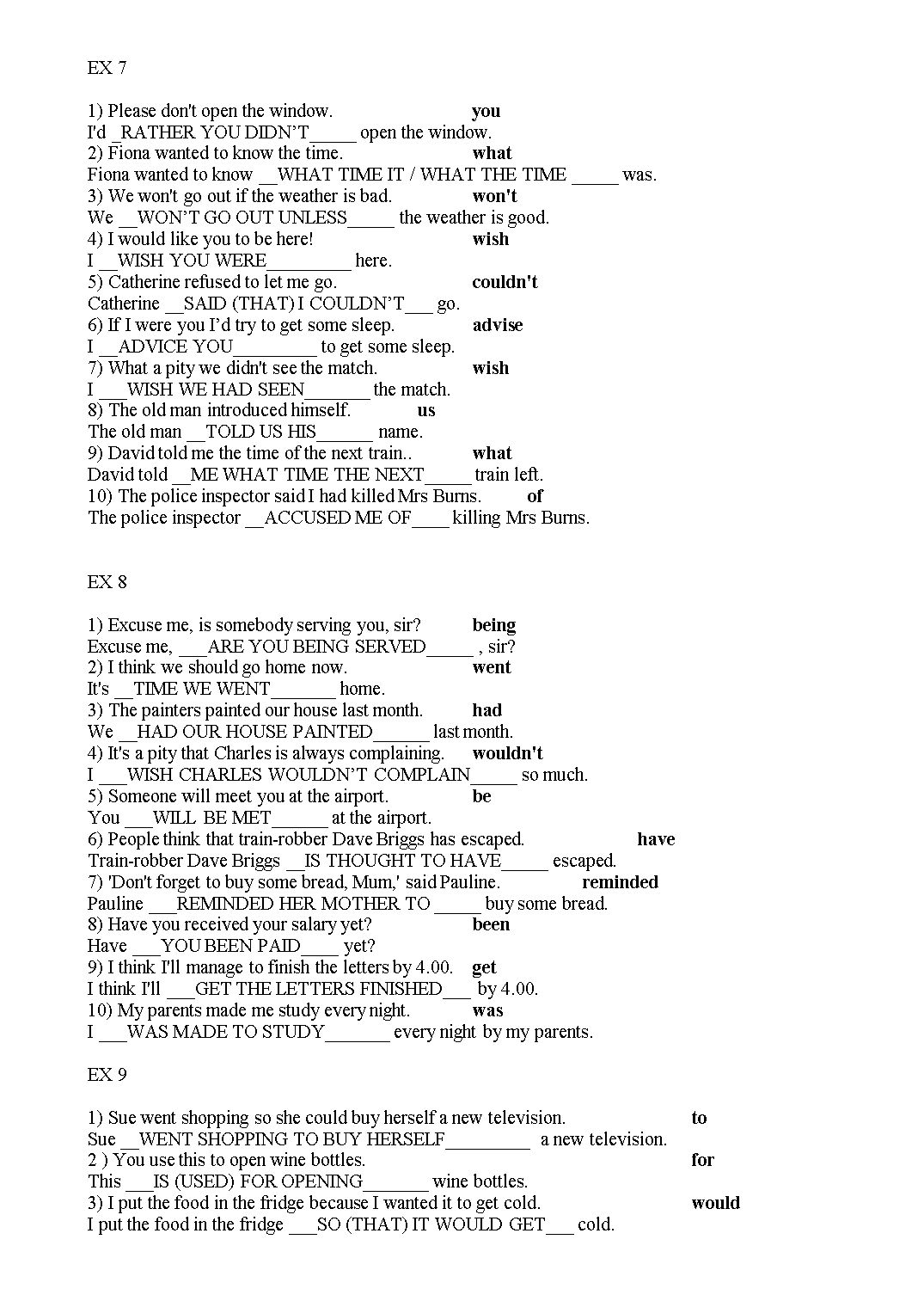 Use of English - Key word transformation trang 4