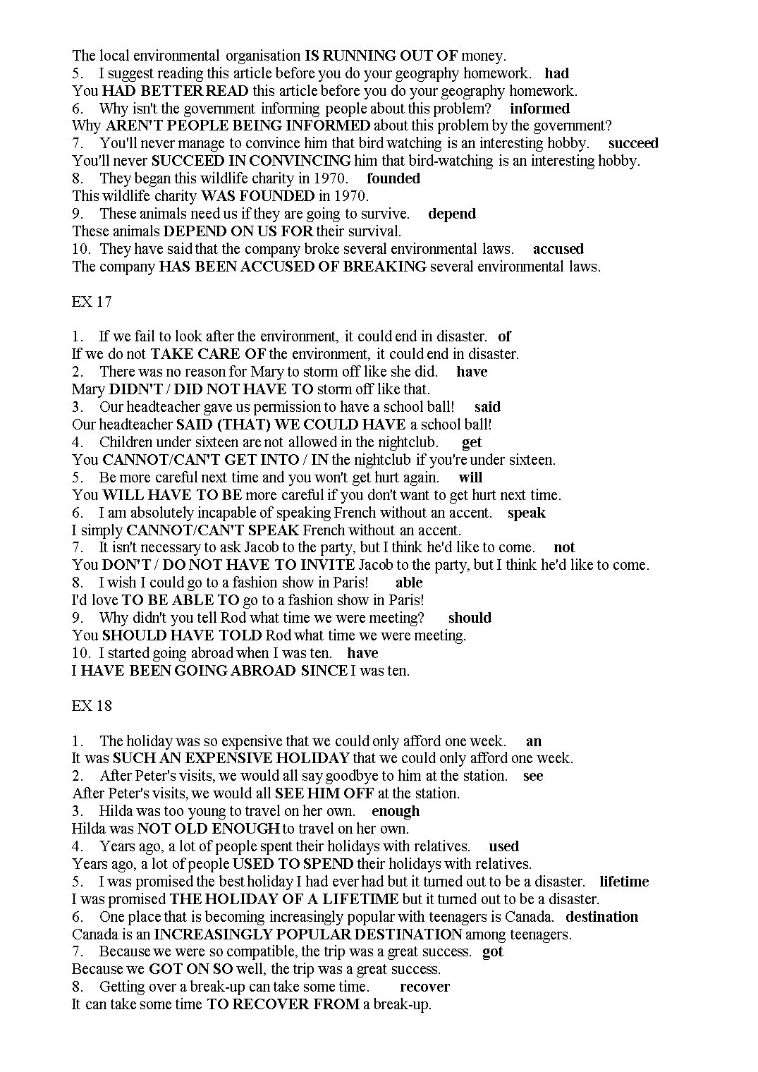 Use of English - Key word transformation trang 8