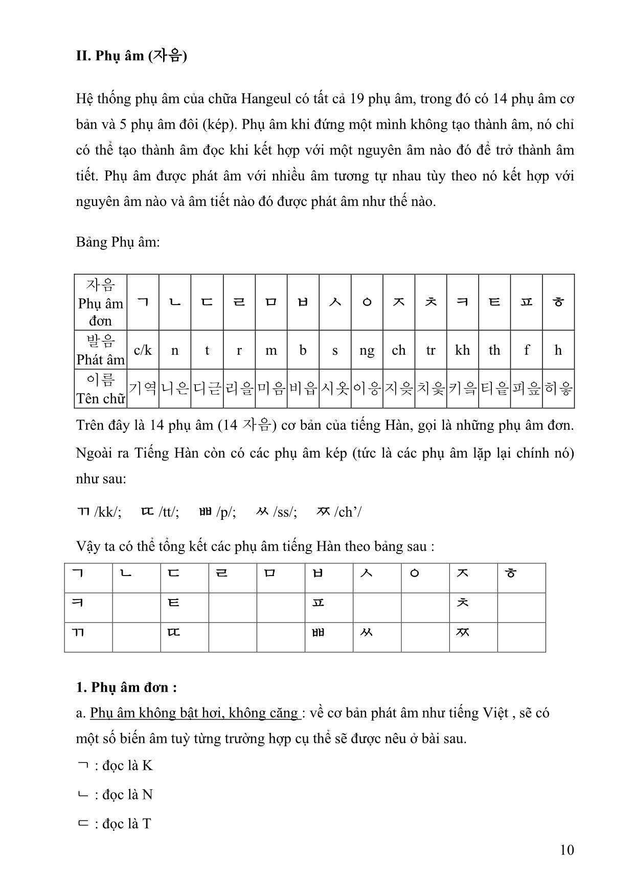 Giáo trình Chương trình tiếng Hàn cơ bản trang 10
