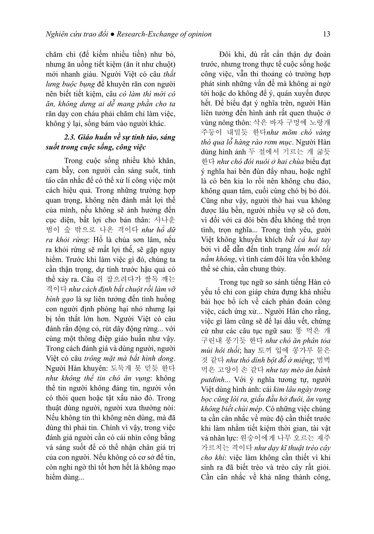 Giá trị giáo huấn của tục ngữ so sánh tiếng Hàn (Trọng tâm là các đơn vị có yếu tố chỉ con giáp) trang 4
