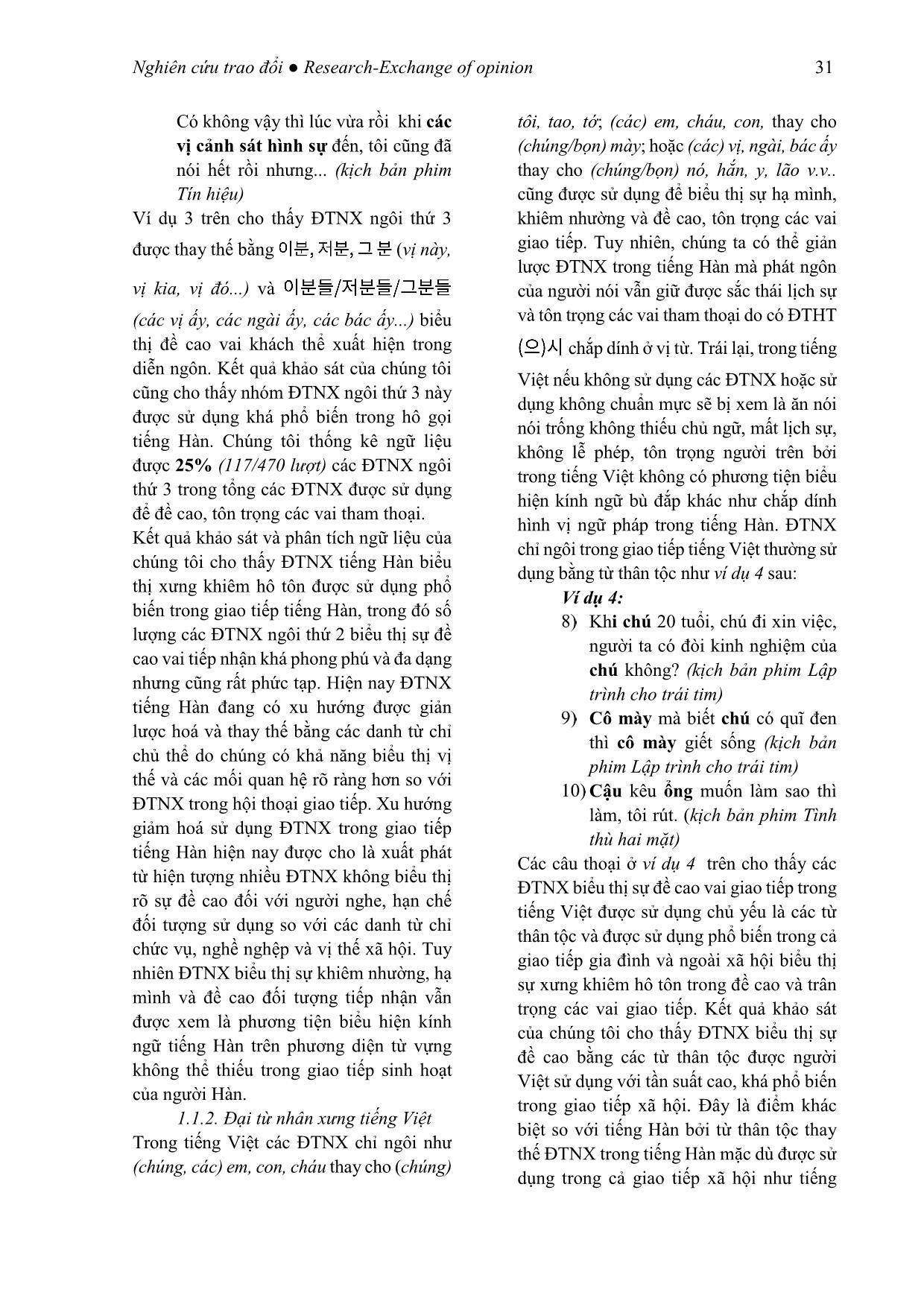 Kính ngữ tiếng Hàn qua phương thức thay thế từ vựng (Xét trong mối tương quan với tiếng Việt) trang 5