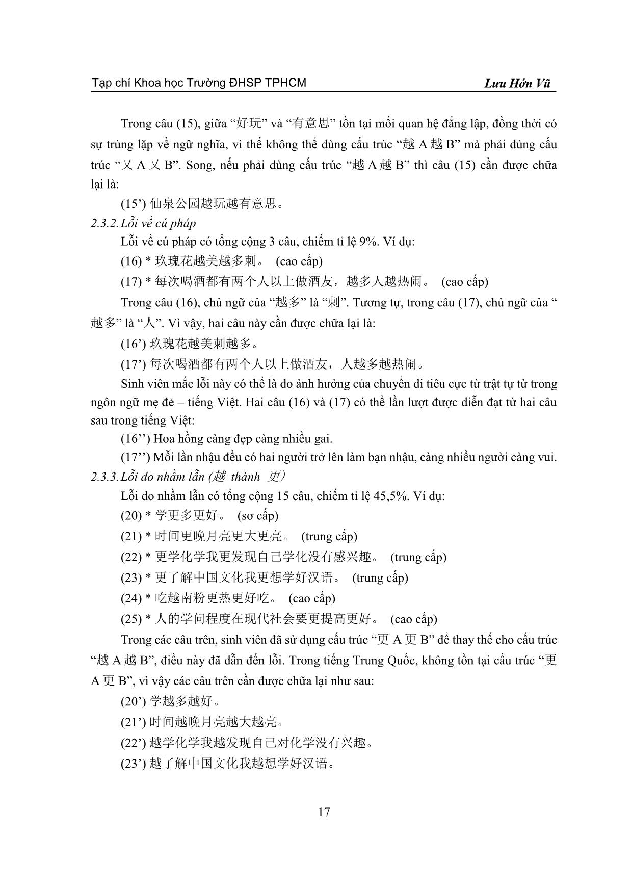 Phân tích lỗi sử dụng cấu trúc “yue A yue B” (越 A 越 B) của sinh viên Việt Nam trang 5