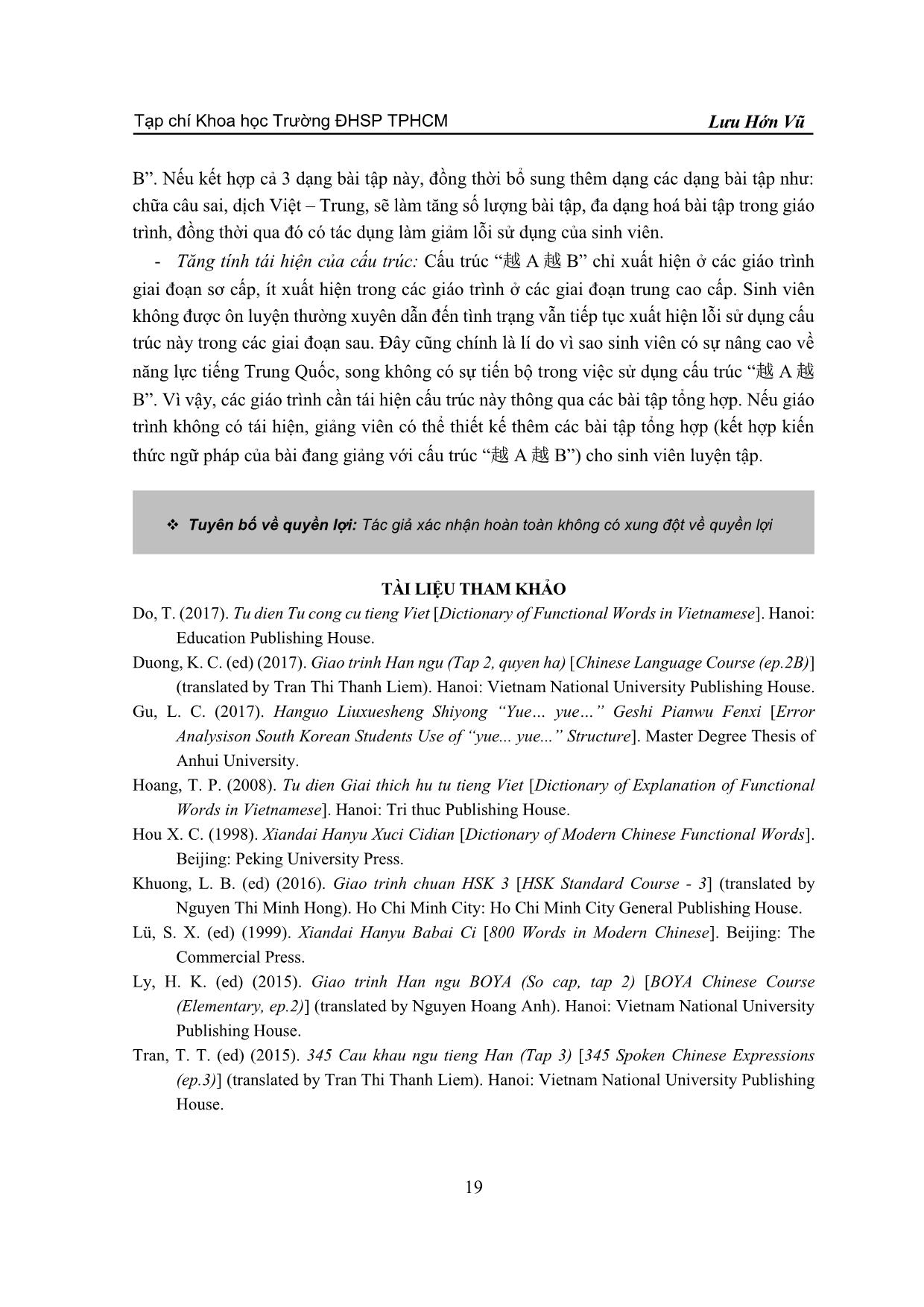 Phân tích lỗi sử dụng cấu trúc “yue A yue B” (越 A 越 B) của sinh viên Việt Nam trang 7