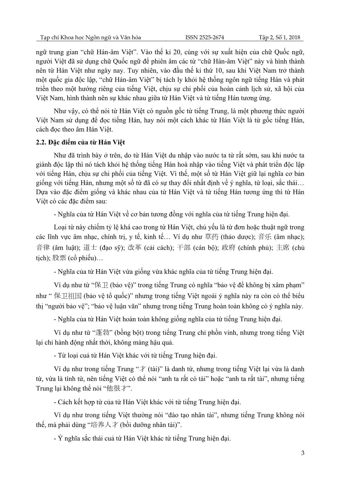 Khảo sát lỗi sai của sinh viên khoa Ngoại ngữ, Đại học Thái Nguyên khi dịch trực tiếp từ Hán Việt sang tiếng Trung và giải pháp khắc phục trang 3