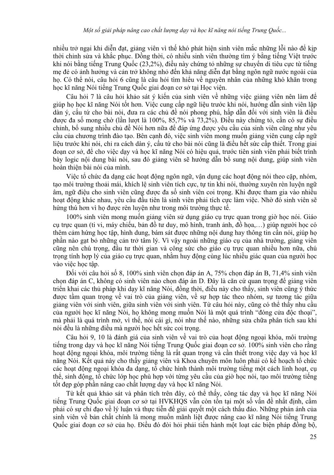 Một số giải pháp nâng cao chất lượng dạy và học kĩ năng nói tiếng Trung Quốc giai đoạn cơ sở tại Học viện Khoa học Quân sự trang 8