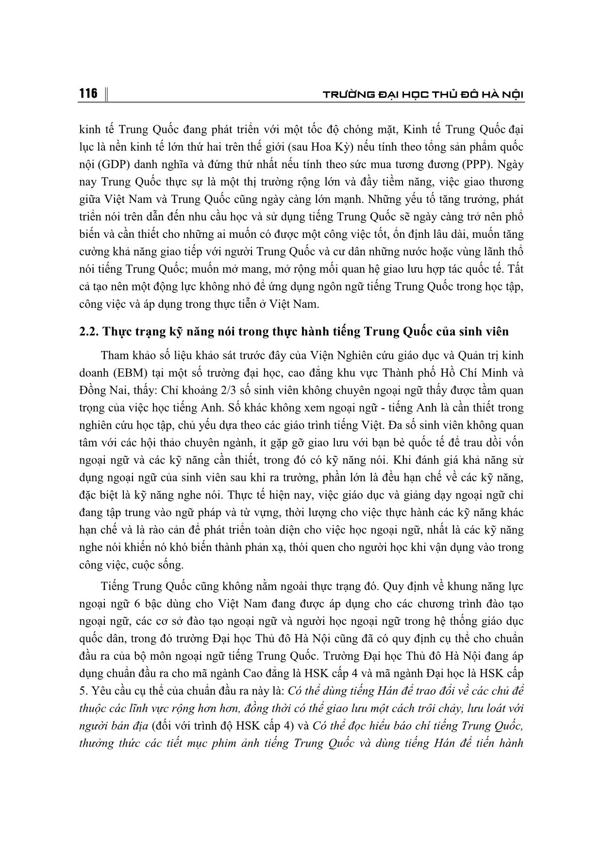 Một số giải pháp nâng cao chất lượng kỹ năng nói trong thực hành tiếng cho sinh viên chuyên ngành Tiếng Trung Quốc tại trường Đại học Thủ đô Hà Nội trang 3