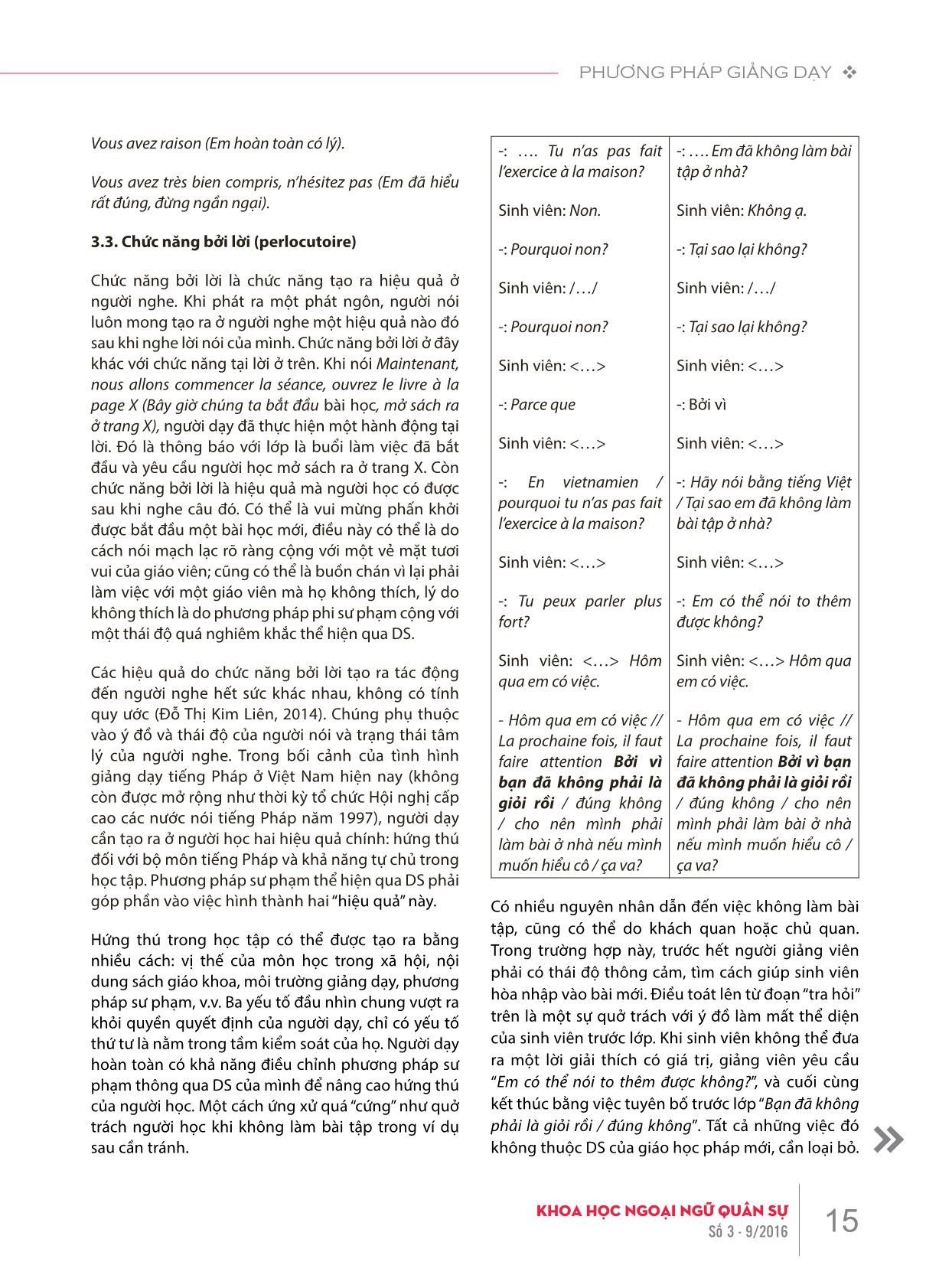 Một vài suy nghĩ về diễn ngôn sư phạm trong giảng dạy tiếng Pháp trang 6