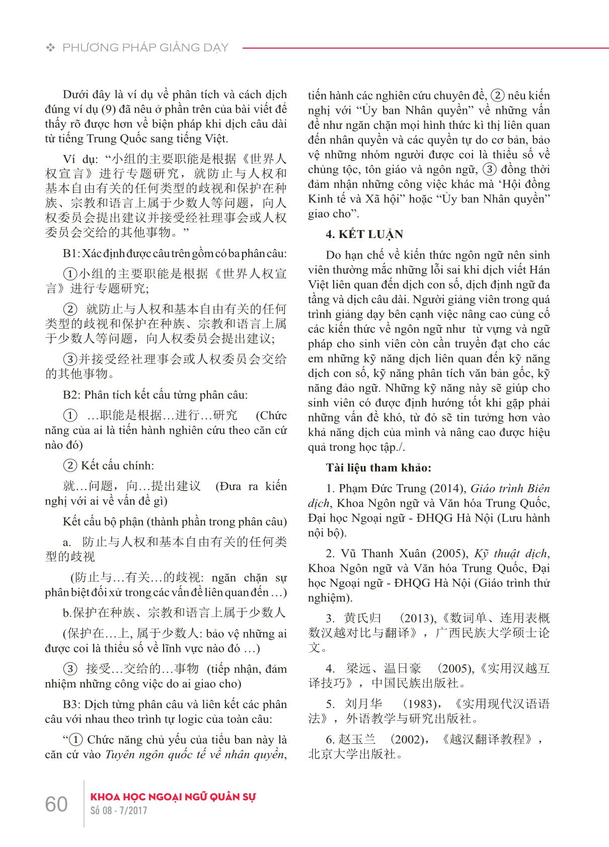 Những lỗi sai thường gặp của sinh viên khi dịch viết Hán-Việt do hạn chế về kiến thức ngôn ngữ và giải pháp trong giảng dạy trang 7