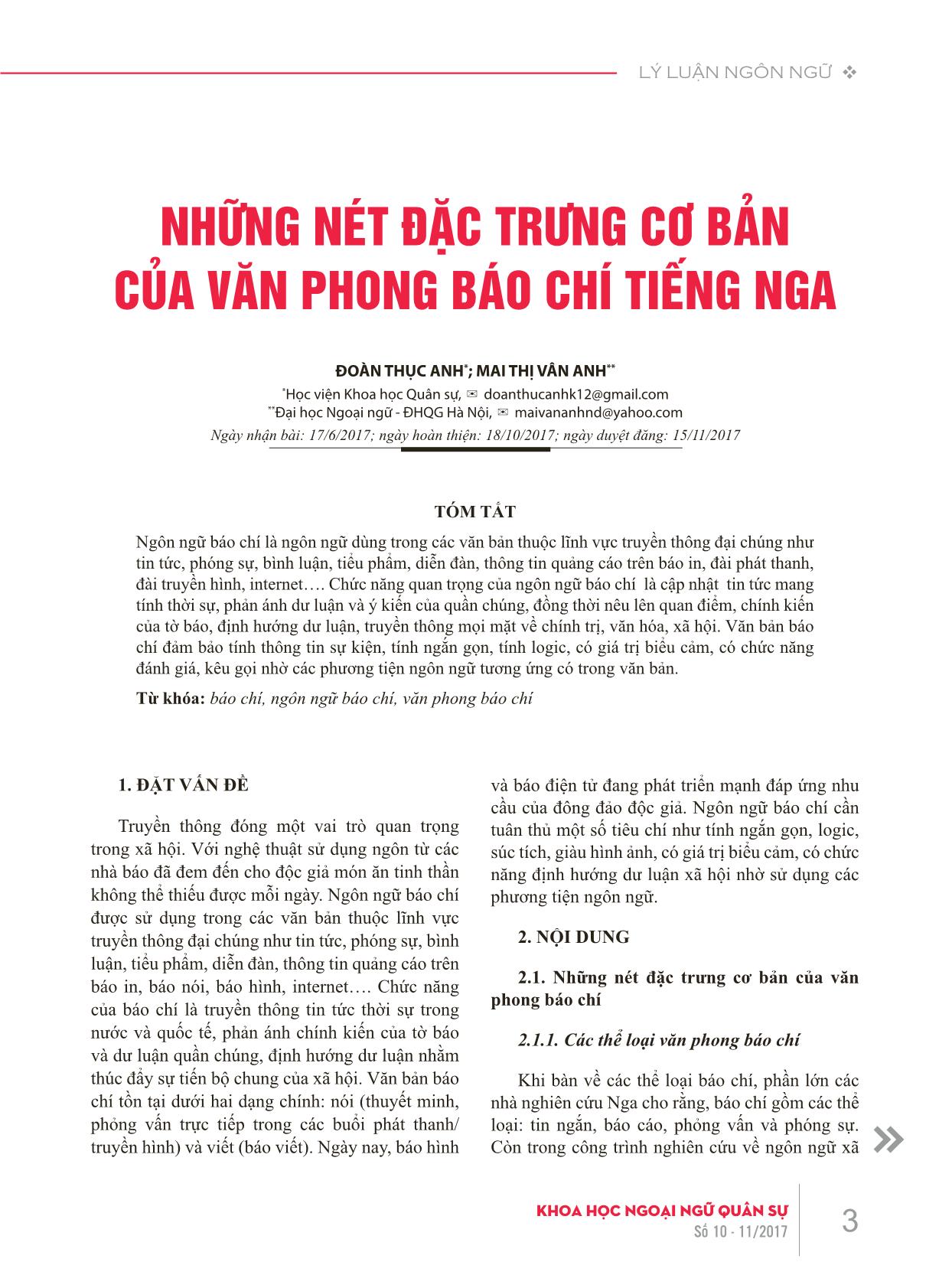 Những nét đặc trưng cơ bản của văn phong báo chí tiếng Nga trang 1