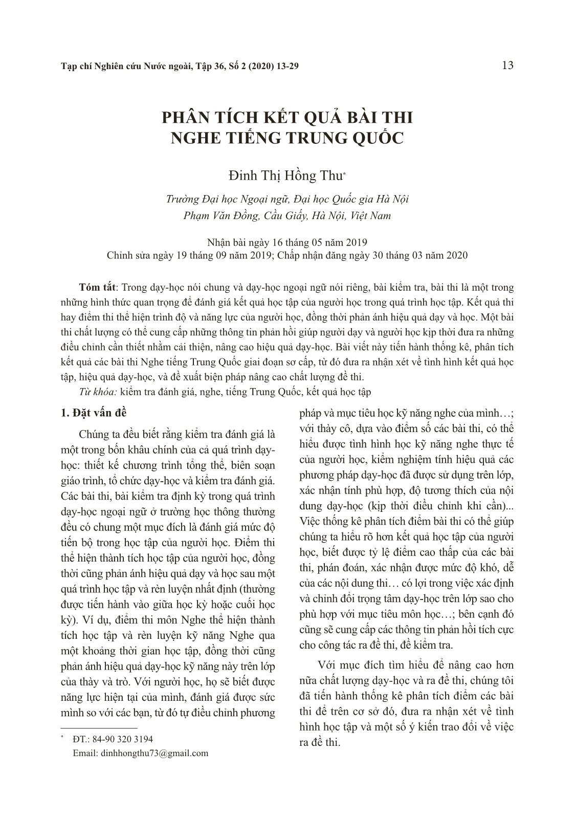 Phân tích kết quả bài thi nghe tiếng Trung Quốc trang 1